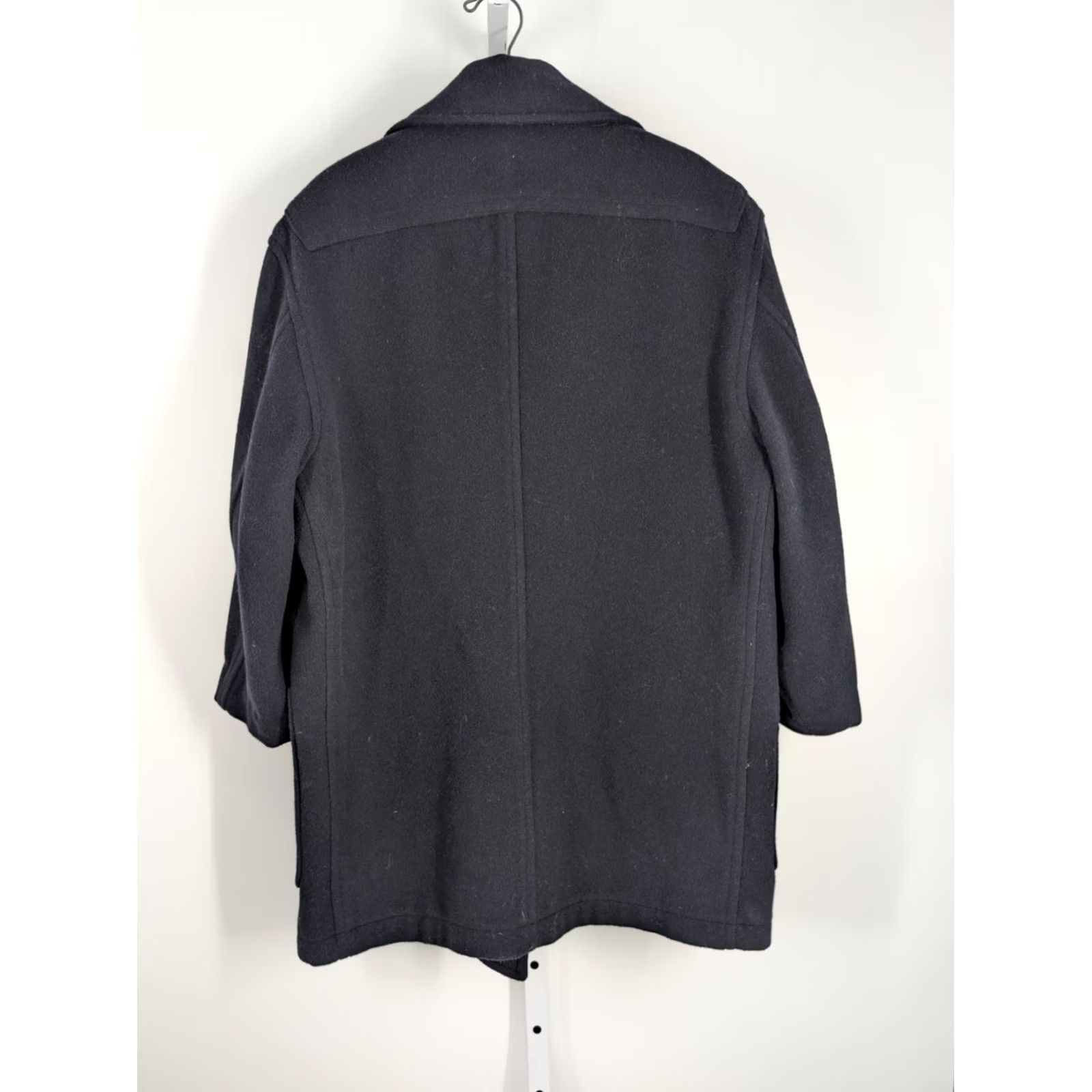 Calvin Klein VINTAGE Calvin Klein Collection Pea Coat 90s Y2K Wide Body Navy Blue M USA Wool Long Coat Womens CK 90s NYC USA Made Riri Zipper Oversized Size M / US 6-8 / IT 42-44 - 3 Thumbnail