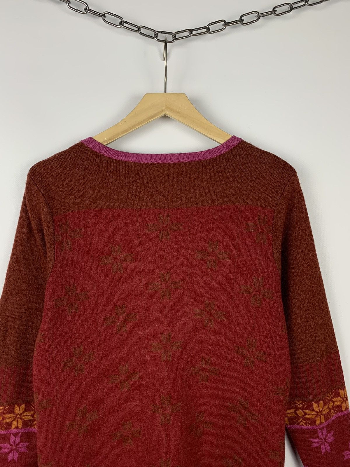 Gudrun Sjoden Gudrun Sjoden Winter Pattern Wool Long Cardigan Sweater Red Size M / US 6-8 / IT 42-44 - 10 Thumbnail
