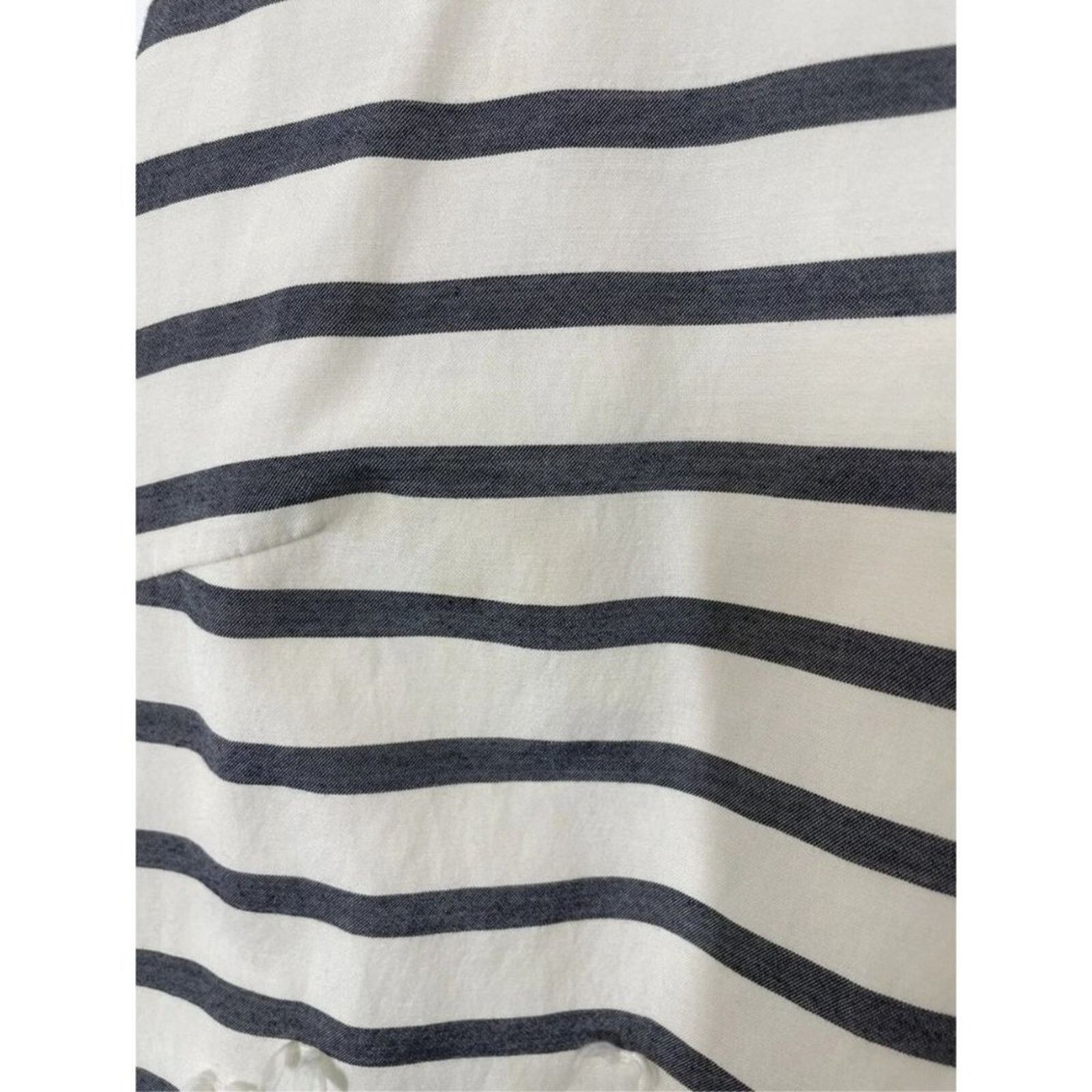 J.McLaughlin J. McLaughlin Jane Dress 10 White Navy Striped Bows Size L / US 10 / IT 46 - 9 Thumbnail
