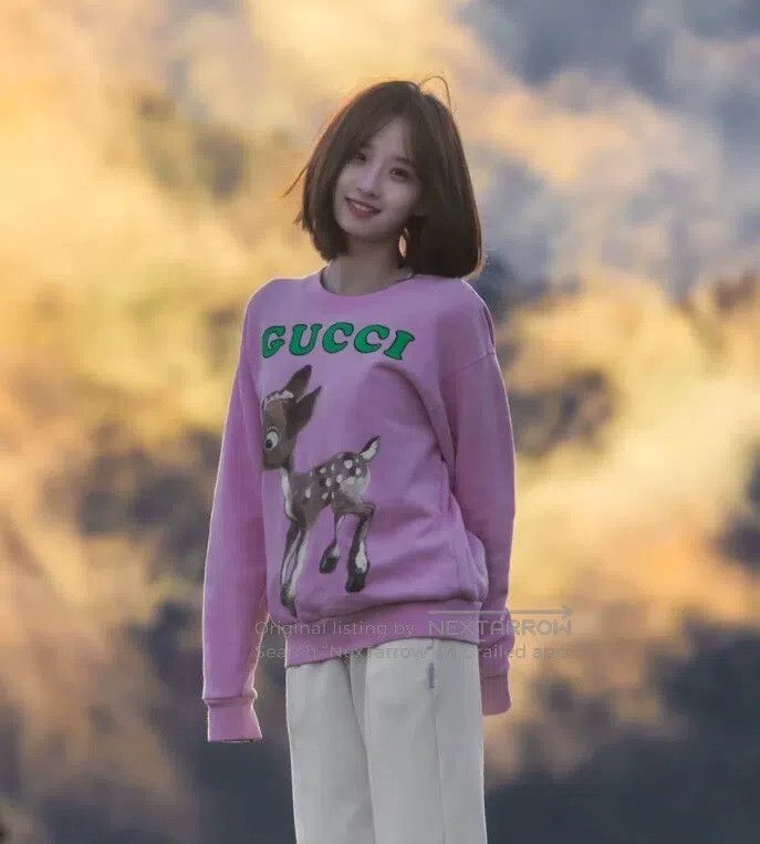 Gucci Gucci Pink floral deer printed cotton round-neck long-slee Size S / US 4 / IT 40 - 9 Thumbnail