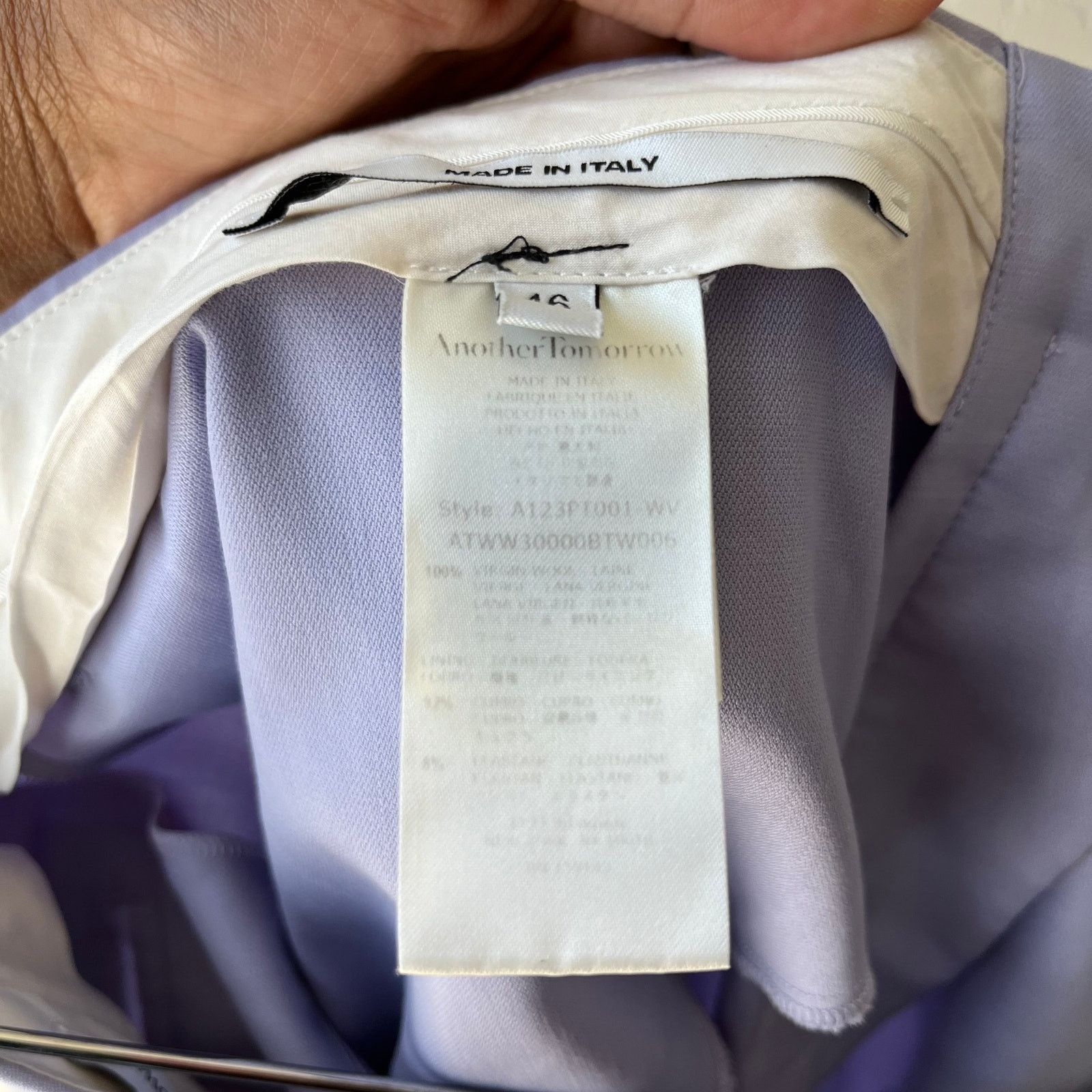 Another Tomorrow Another Tomorrow Lilac Merino Wool Straight Leg Trousers 10 Size 32" / US 10 / IT 46 - 11 Thumbnail