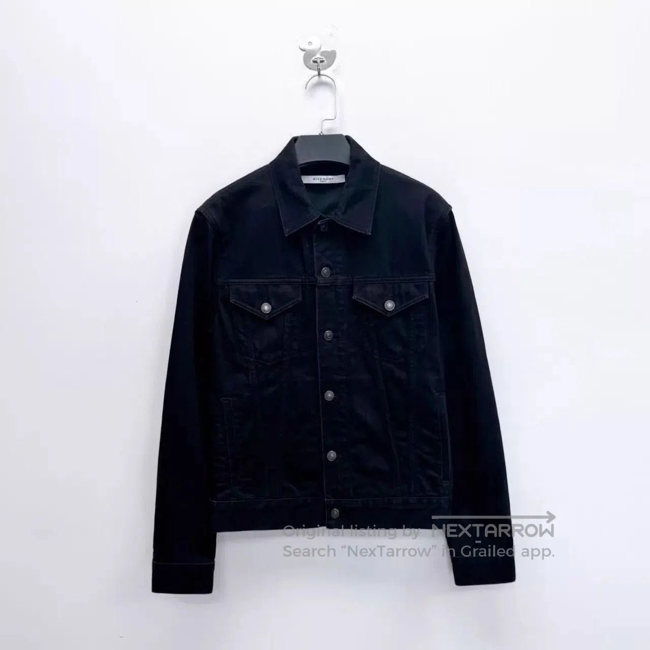 Givenchy Black Denim Jacket with Button Front and Pockets. Size US M / EU 48-50 / 2 - 1 Thumbnail