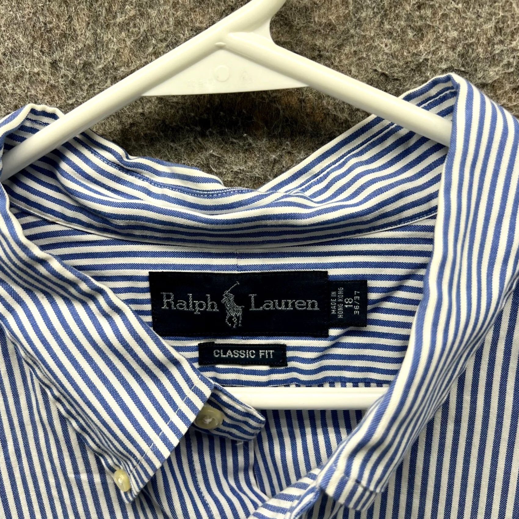 Polo Ralph Lauren VINTAGE Polo Ralph Lauren Shirt Mens 18 Blue Button Down OCBD Striped Classic Fit Casual Formal 56in Chest Men Shadows of Time Size US XXL / EU 58 / 5 - 7 Thumbnail