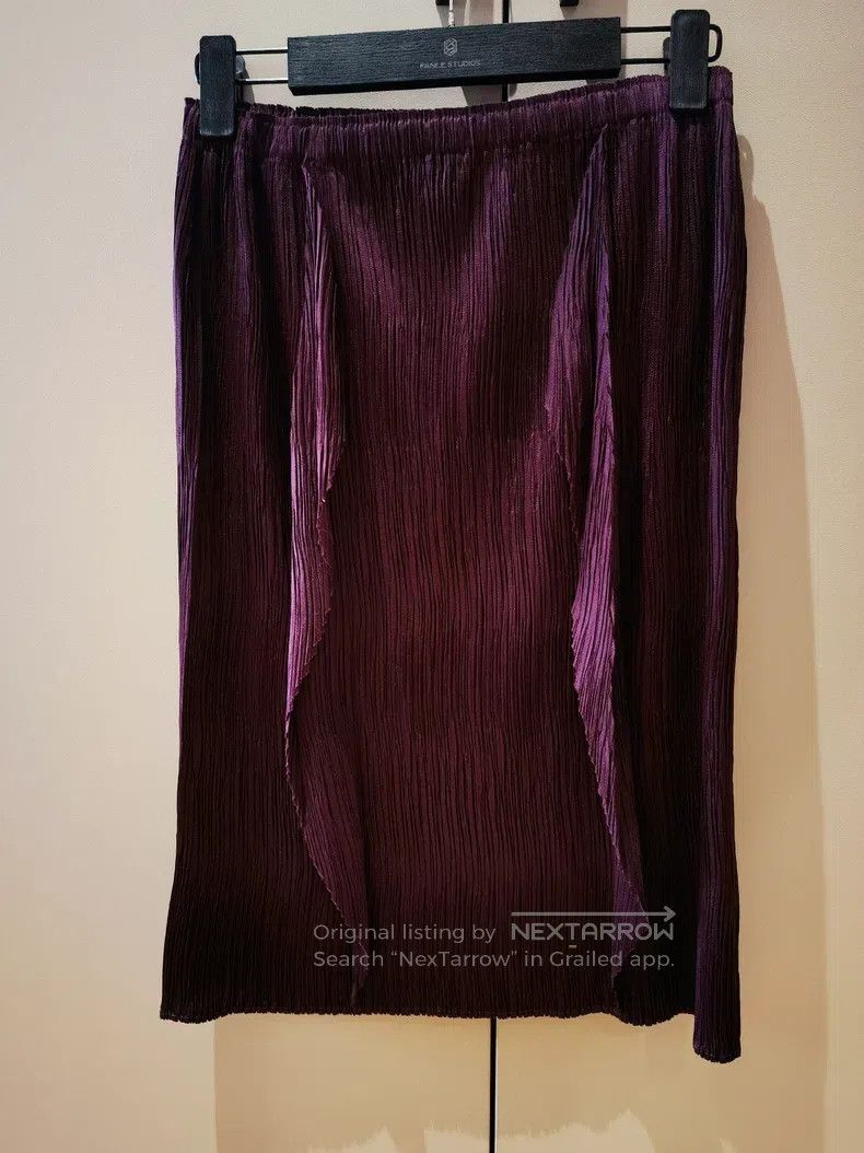 Issey Miyake Issey Miyake size:3 Dark Red Retro Kelp Pleated Midi Skirt Size 31" - 5 Thumbnail