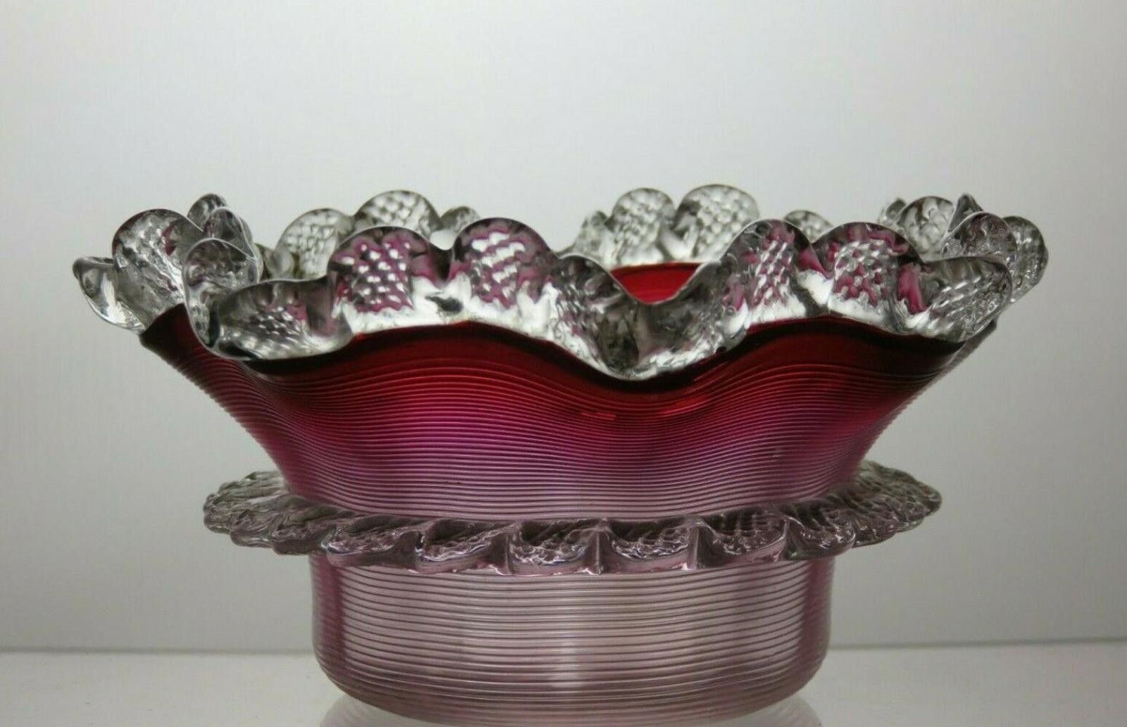 The Unbranded Brand Pink And Clear Bowl Glass Small Footed Finger Bowl 2 2/3" Size ONE SIZE - 2 Thumbnail