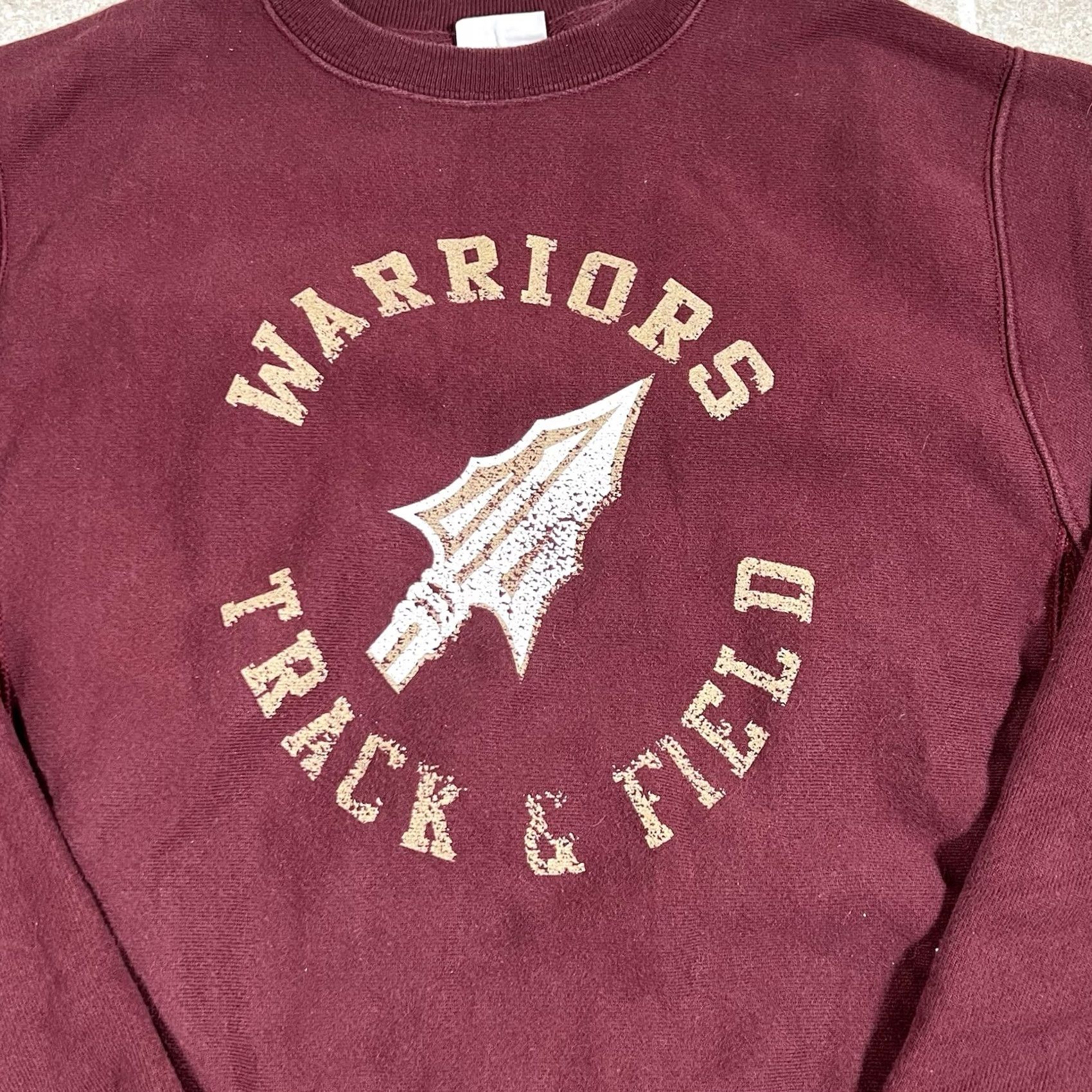 Champion VINTAGE Champion Reverse Weave Sweatshirt Warriors Track & Field Sweatshirt Men S Burgundy Pullover Small Boys Mens Girls Size US S / EU 44-46 / 1 - 2 Thumbnail