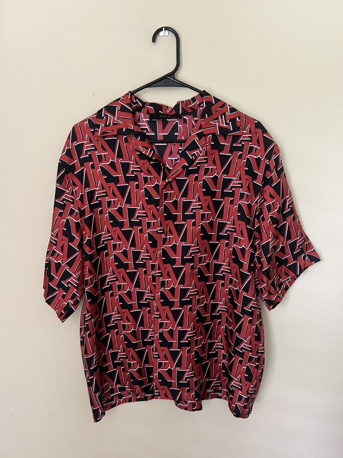 Amiri Silk All Over Print Button Down Shirt Red/Black