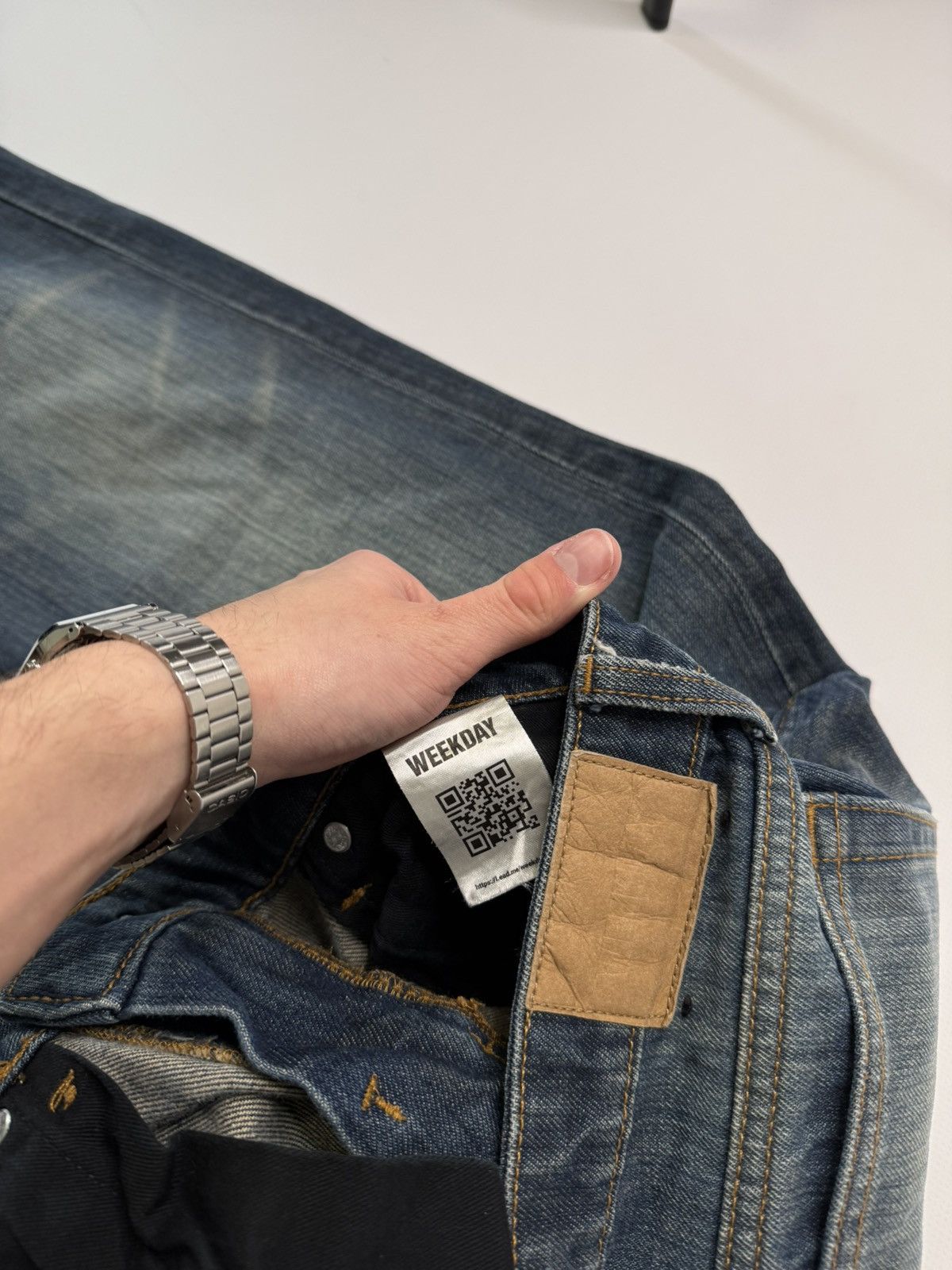 Weekday Blue navy washed jeans weekday arrow swag skater sk8 baggy Size 30" / US 8 / IT 44 - 8 Thumbnail