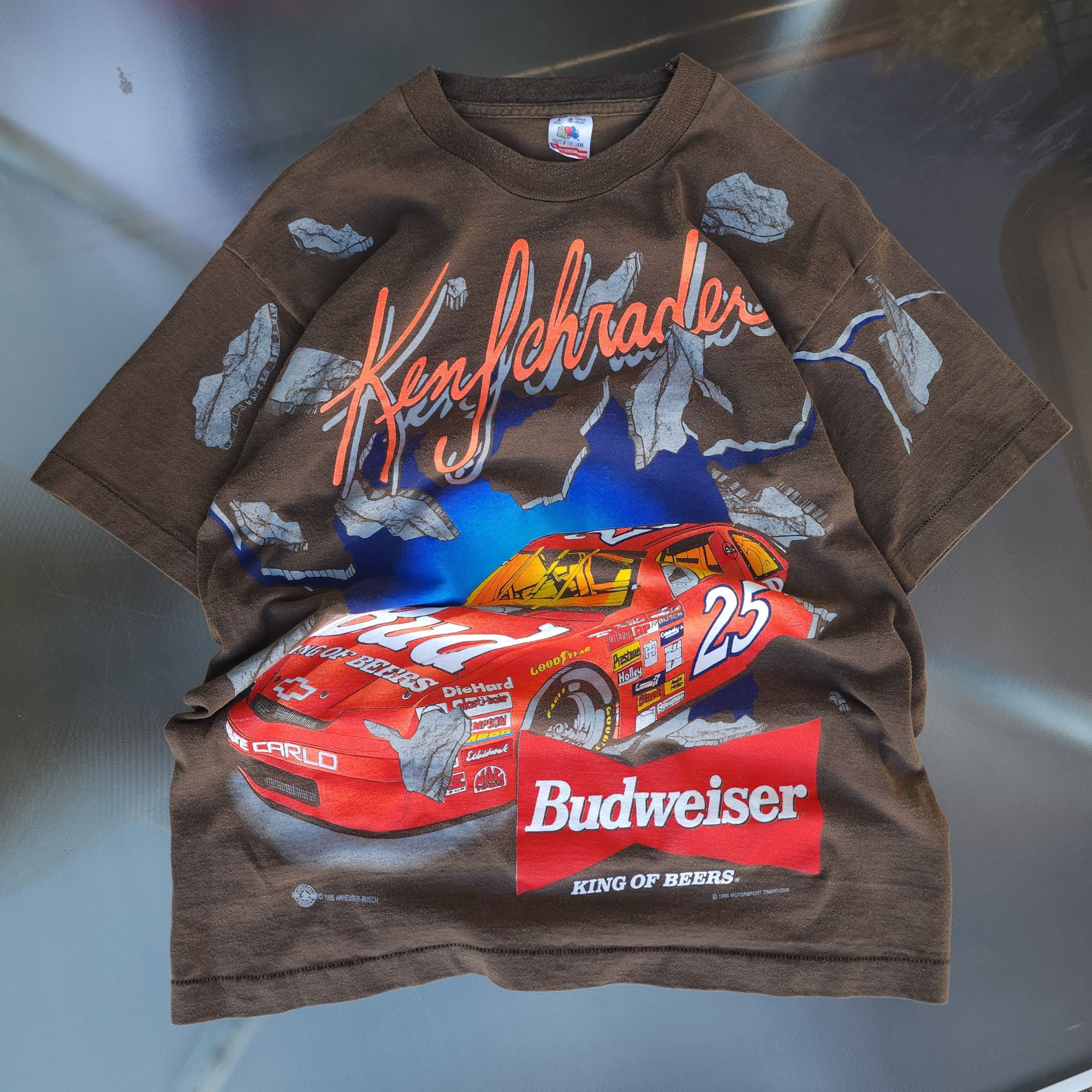 Fruit Of The Loom 1995 VTG Nascar Ken Schrader Budweiser Racing Tee Size US L / EU 52-54 / 3 - 1 Thumbnail