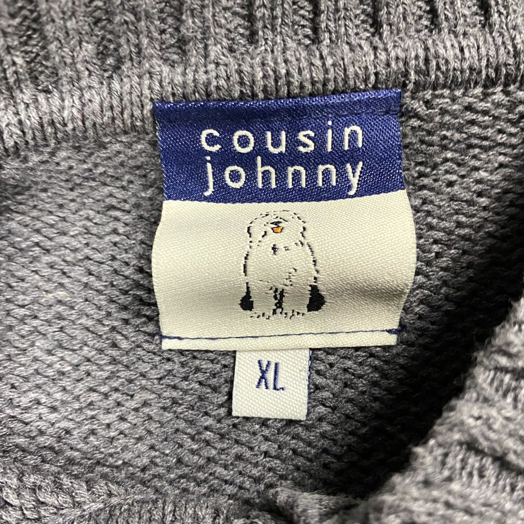 Anthropologie VINTAGE Cousin Johnny Geometric Pullover Sweater Shirt Unisex XL Blue Gray V-Neck 100% Cotton 80s 90s Fashion Mens Womens Size XL / US 12-14 / IT 48-50 - 3 Thumbnail