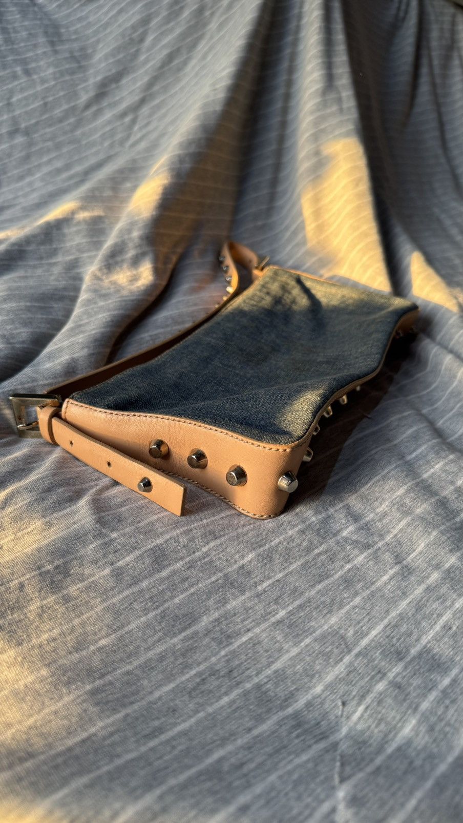 Fendi Fendi Blue/Beige Denim and Leather Baguette Bag Size ONE SIZE - 15 Thumbnail