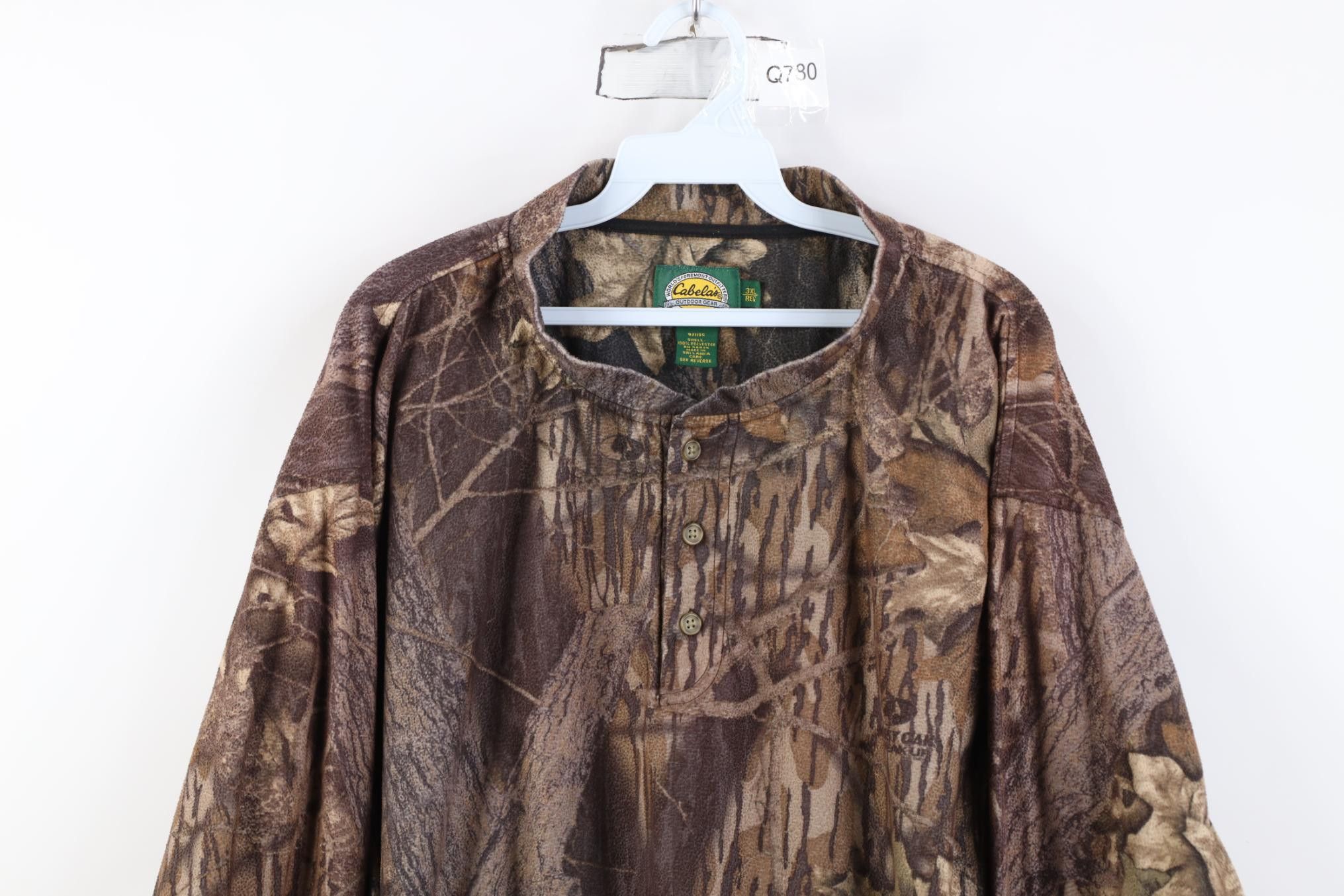 Cabelas Vintage 90s Y2K Cabelas Camouflage Fleece Henley Sweater Size US XXL / EU 58 / 5 - 2 Thumbnail