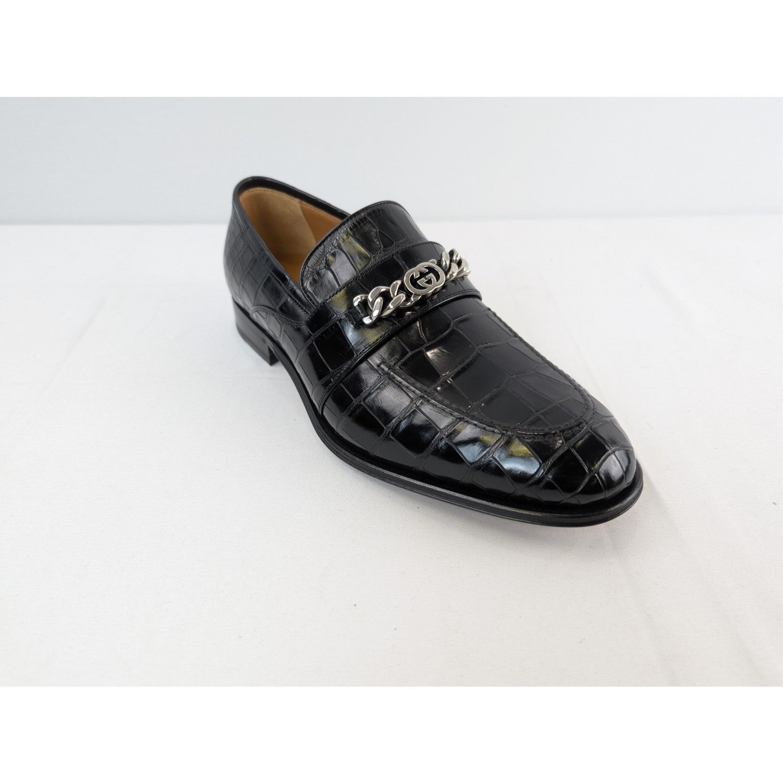 Gucci o1rshd1 Sukey Logo Crocodile Dress Loafers Shoe Boots Black Size US 10 / EU 43 - 3 Thumbnail