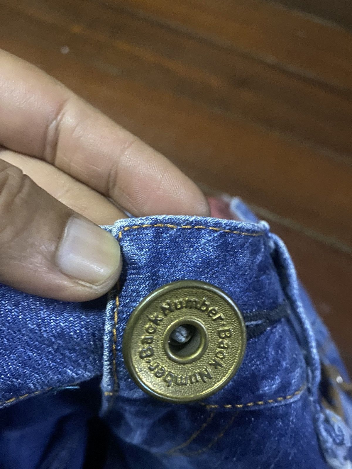 If Six Was Nine × Le Grande Bleu (L.G.B.) × Tornado Mart Flare Jeans Back Number Distress Faded Denim Bootcut Y2k Size 33" - 8 Thumbnail