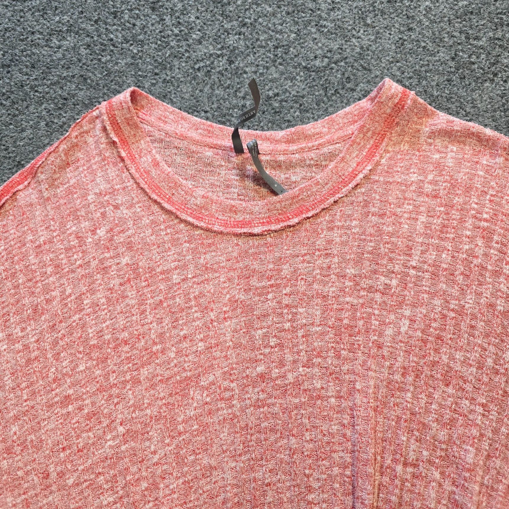 Anthropologie Anthropologie Shirt Womens Small Orange Pink Thermal Waffle Knit Casual Capsule Regular Fit Size S / US 4 / IT 40 - 2 Thumbnail