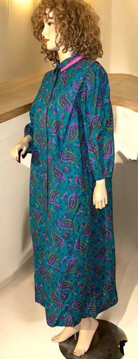 Designer Vintage Teal Paisley Print Snap Models Coat XL Frost Bros Size ONE SIZE - 4 Thumbnail