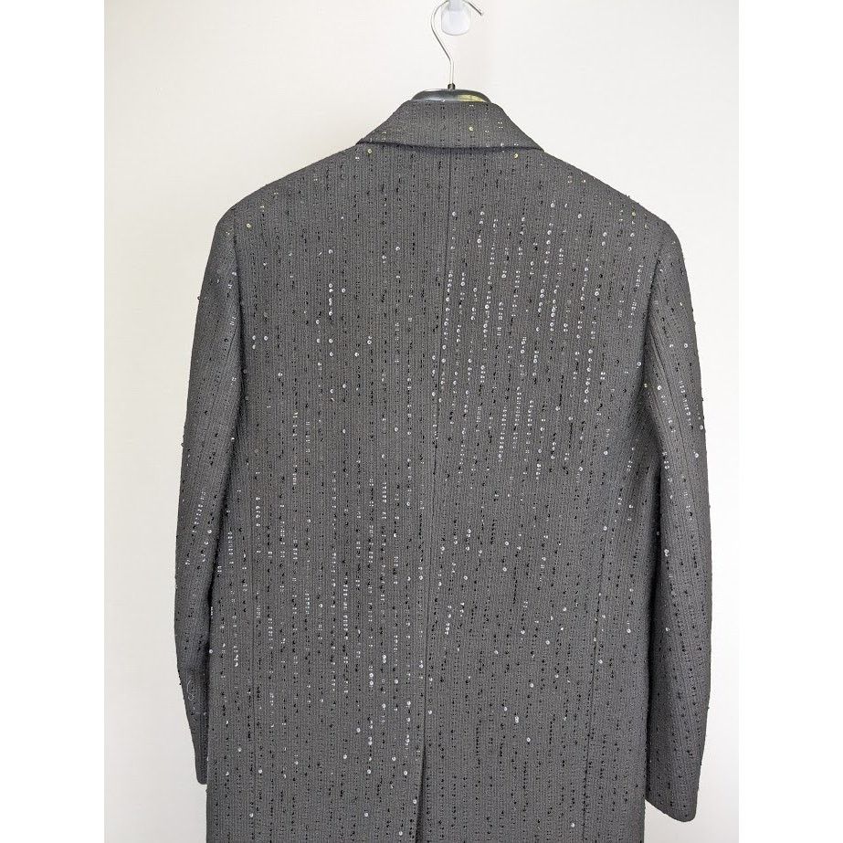 Saint Laurent Paris o1rshd1 Tweed Rayure Long Coat in Noir Brilliant Size US M / EU 48-50 / 2 - 15 Thumbnail