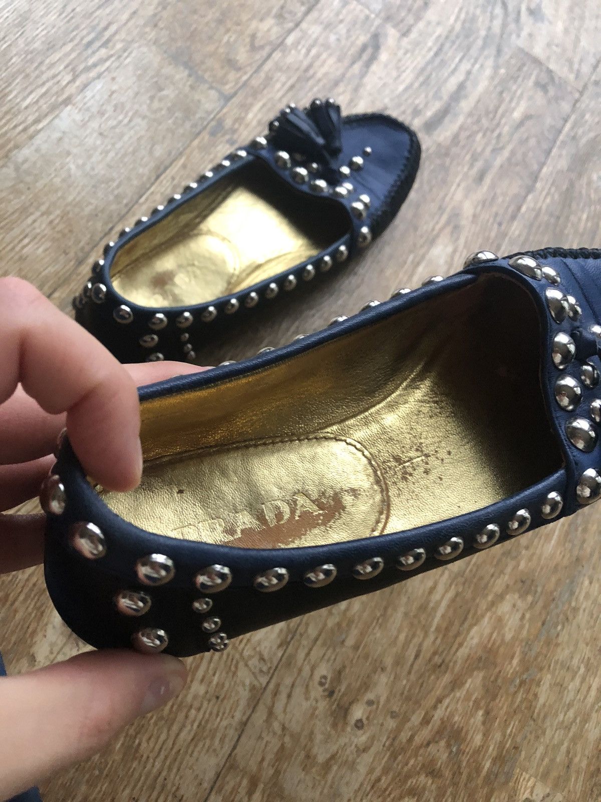 Prada VINTAGE PRADA LEATHER SLIP ON SHOES SANDALS Size US 5.5 / IT 35.5 - 9 Thumbnail
