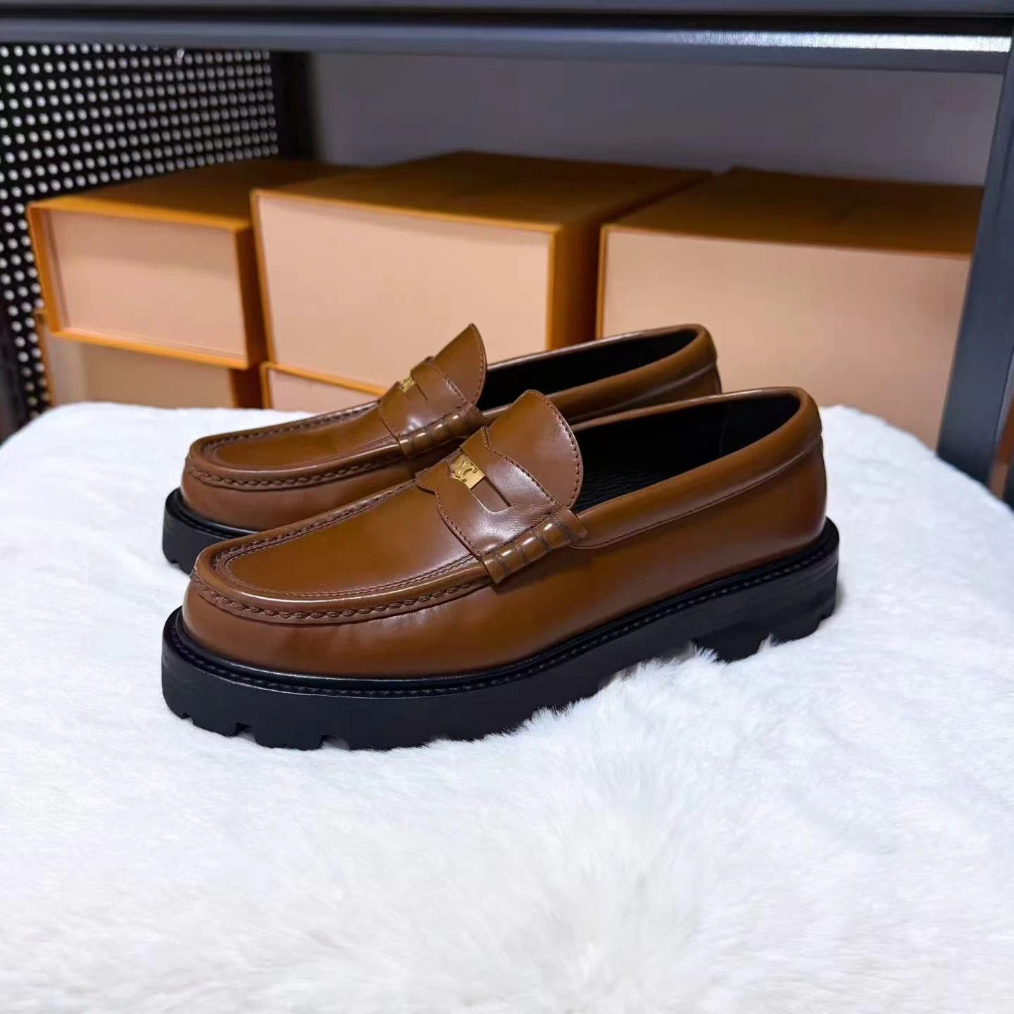 Celine Celine Triomphe Thick Loafers Brown/Caramel 37 LN Size US 6.5 / IT 36.5 - 1 Thumbnail