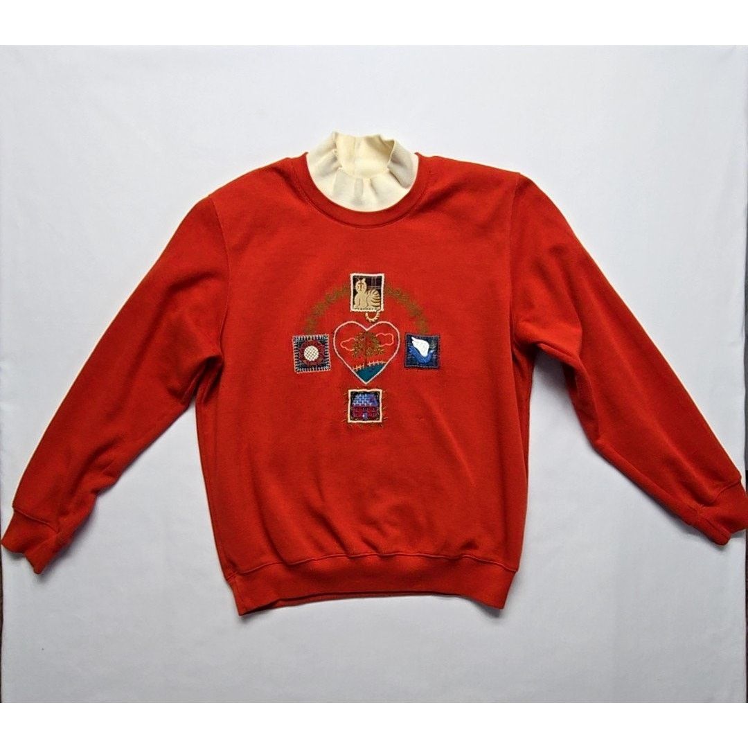 Vintage Vintage Alfred Dunner Sweater Cat Red Cat Graphic M 90s Size M / US 6-8 / IT 42-44 - 1 Thumbnail