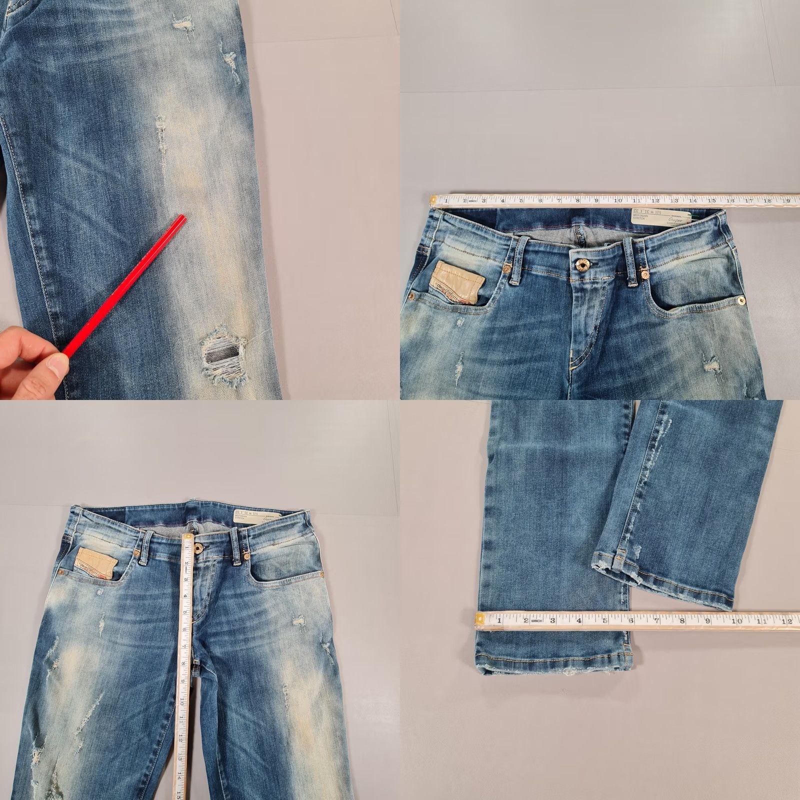 Diesel VINTAGE Diesel Womens Jeans Blue W31 L32 Grupee Super Slim Skinny Fit Low Rise 0826N Size 24" / US 00 / IT 34 - 8 Thumbnail