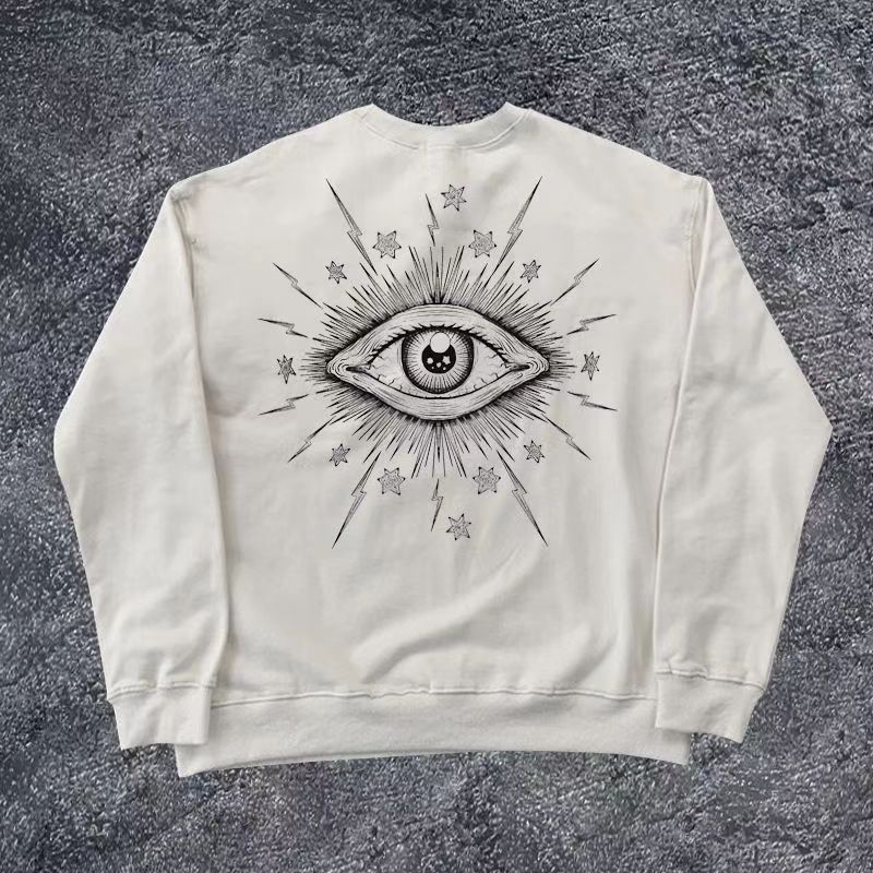 Designer × Japanese Brand White washed vintage troll eye pattern cotton sweatshirt Size US L / EU 52-54 / 3 - 1 Thumbnail