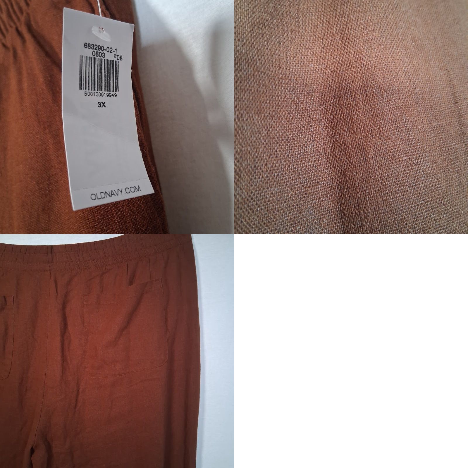 Old Navy Old Navy Navy Wide Leg Pants Plus Size 3X High Rise Brown Linen Blend Comfort Old Navy Comfort Pockets Size 40" / US 18 - 8 Thumbnail