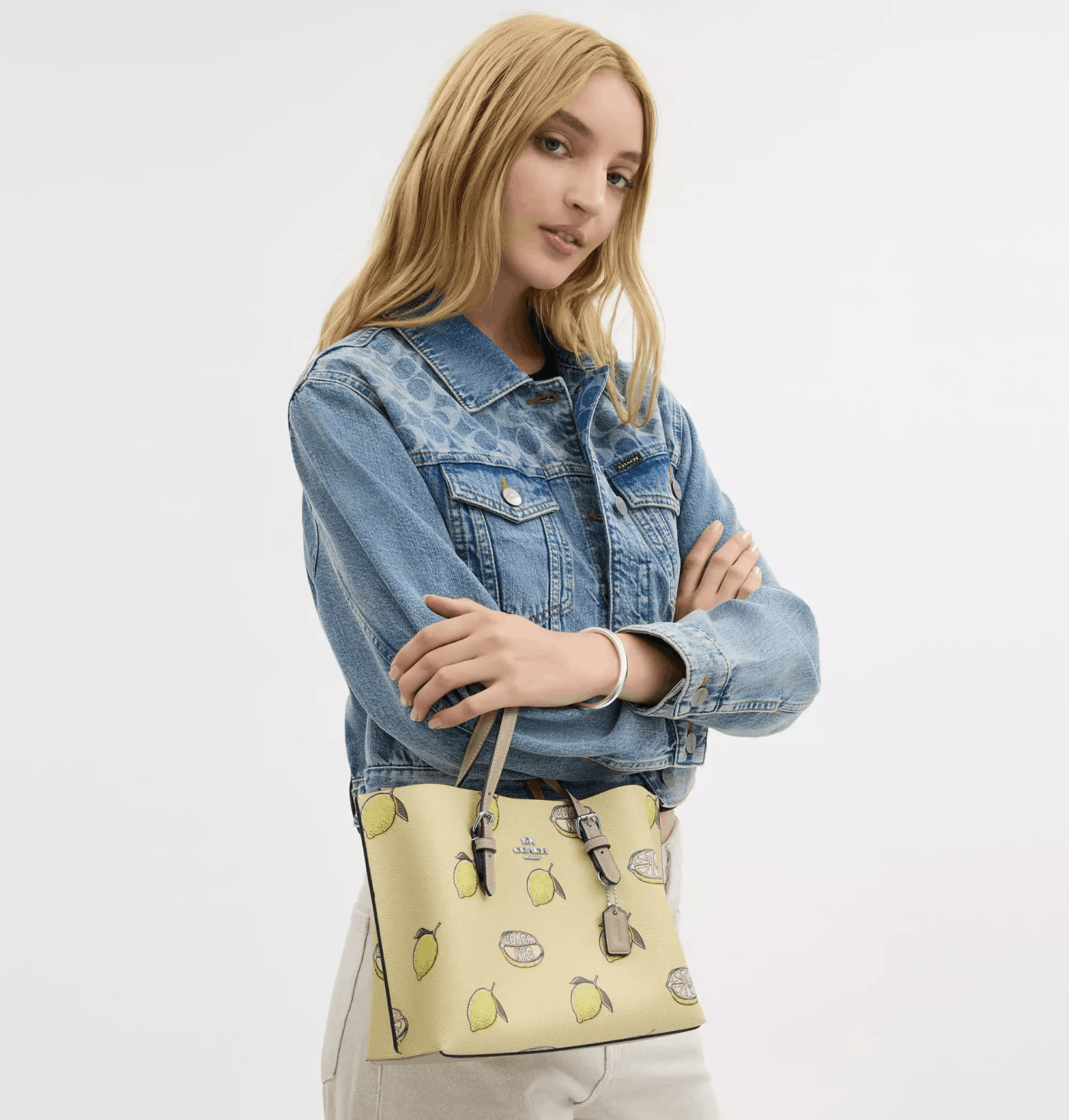 Coach Mollie Tote Bag 25 With Lemon Print CAL78 Size ONE SIZE - 8 Thumbnail