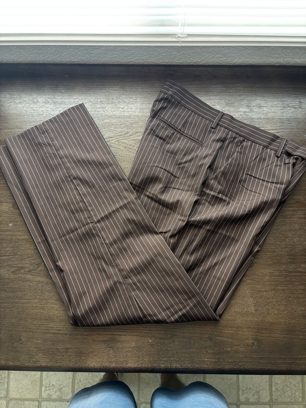 Asos ASOS BROWN PINSTRIPE PANTS Size US 34 / EU 50 - 1 Thumbnail