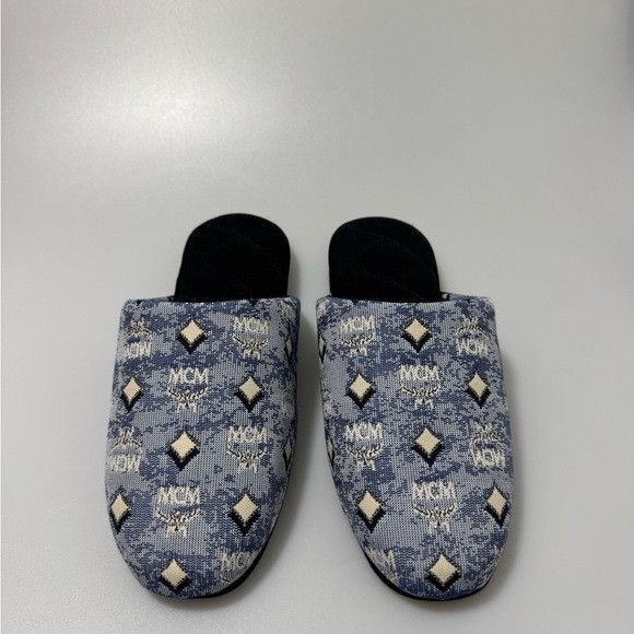 MCM MCM Vintage Monogram Print Slippers Blue S/M Size US 7 / EU 40 - 2 Thumbnail