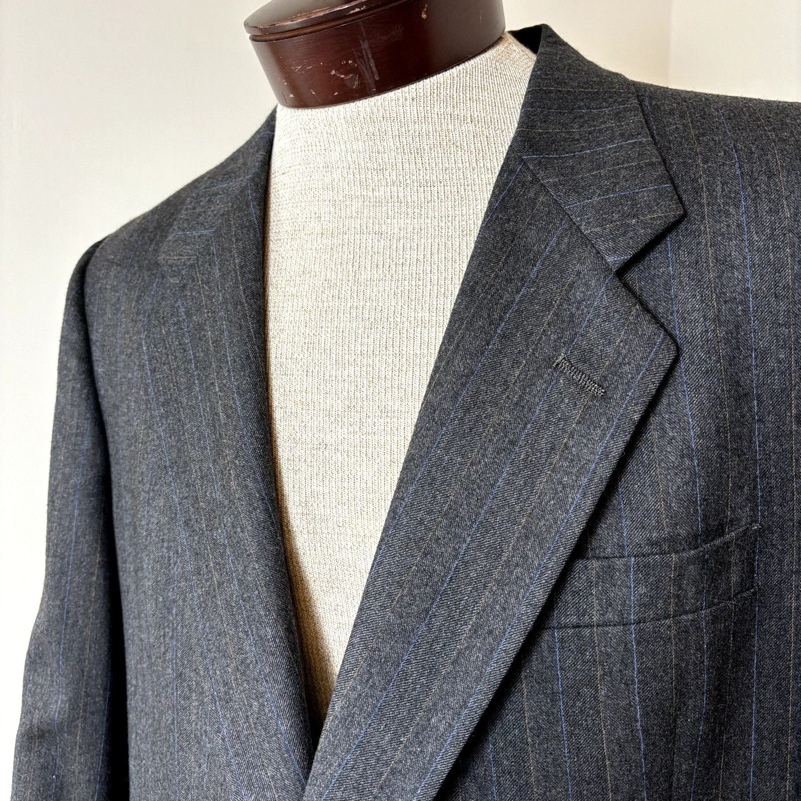Christian Dior Monsieur Christian Dior Sz 42R Men's Gray Striped Blazer Pure Virgin Size 42R - 4 Thumbnail
