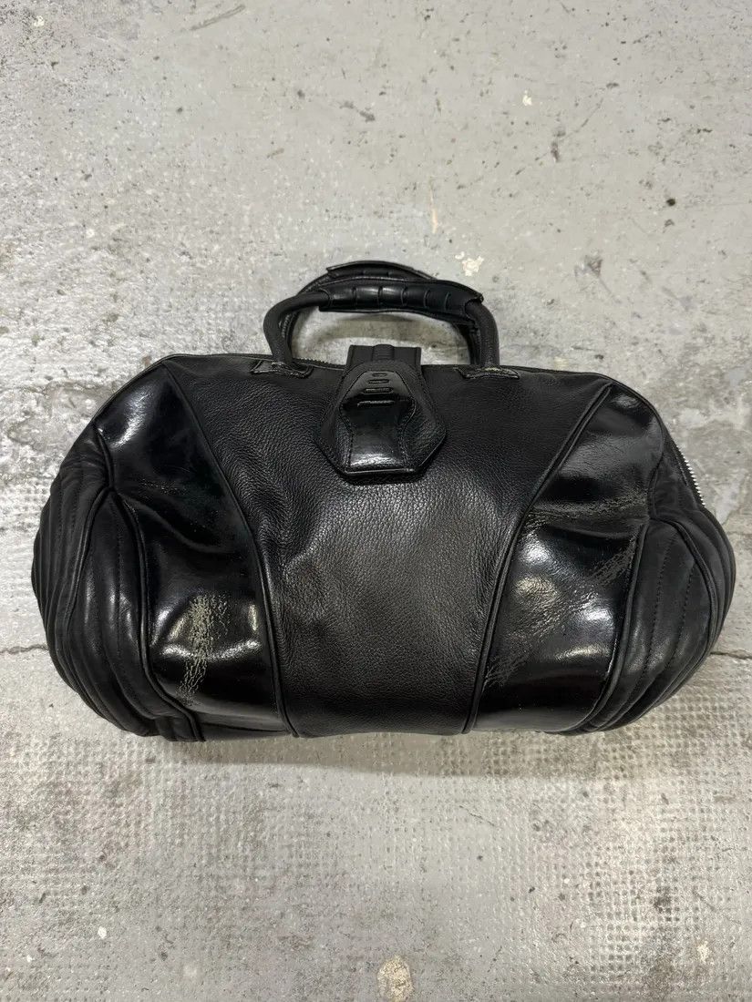 Jean Paul Gaultier × Vintage 2000s Jean Paul Gaultier Ballistic Black Reinforced Leather Handle Bag Size ONE SIZE - 4 Thumbnail