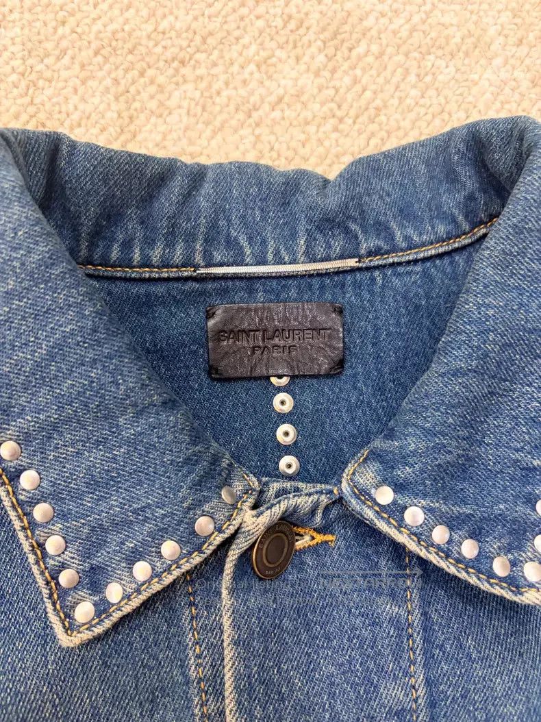Saint Laurent Paris Saint Laurent Paris Studded Rhinestone Denim Jacket i Size US L / EU 52-54 / 3 - 6 Thumbnail