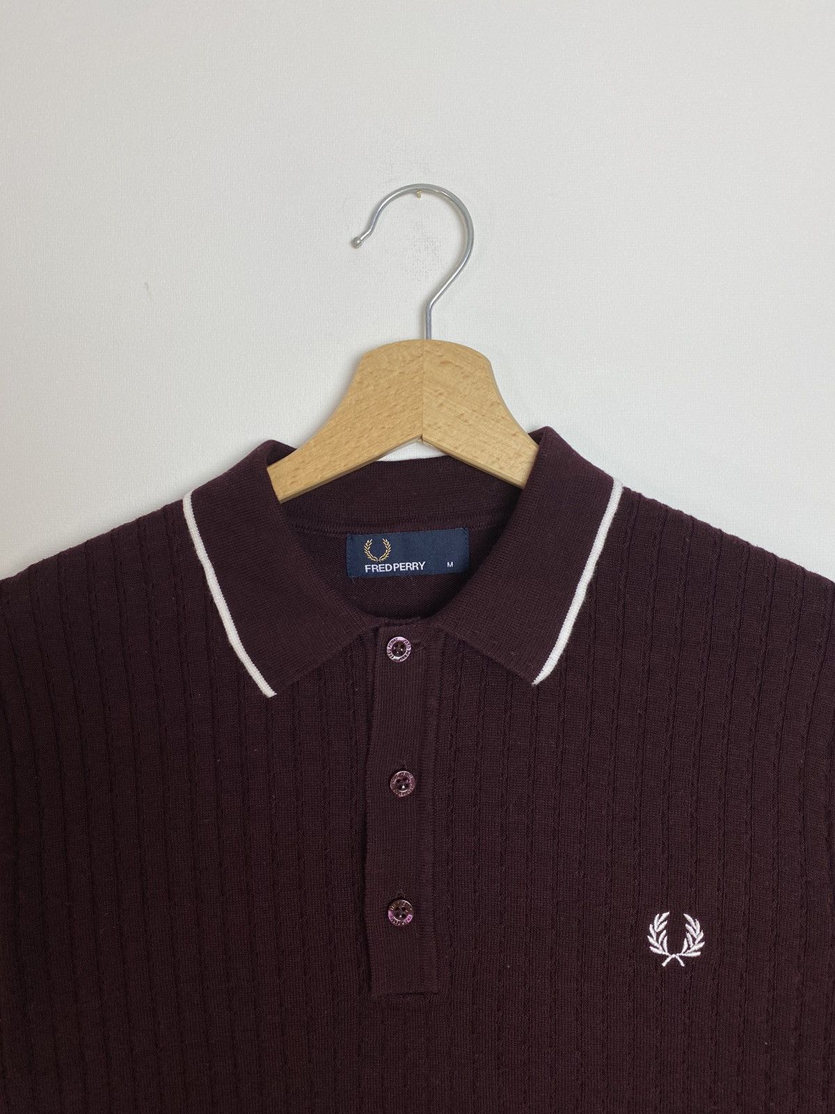Fred Perry FRED PERRY MOD RIBBED KNIT TIPPED POLO (MAHOGANY) M Size US M / EU 48-50 / 2 - 2 Thumbnail