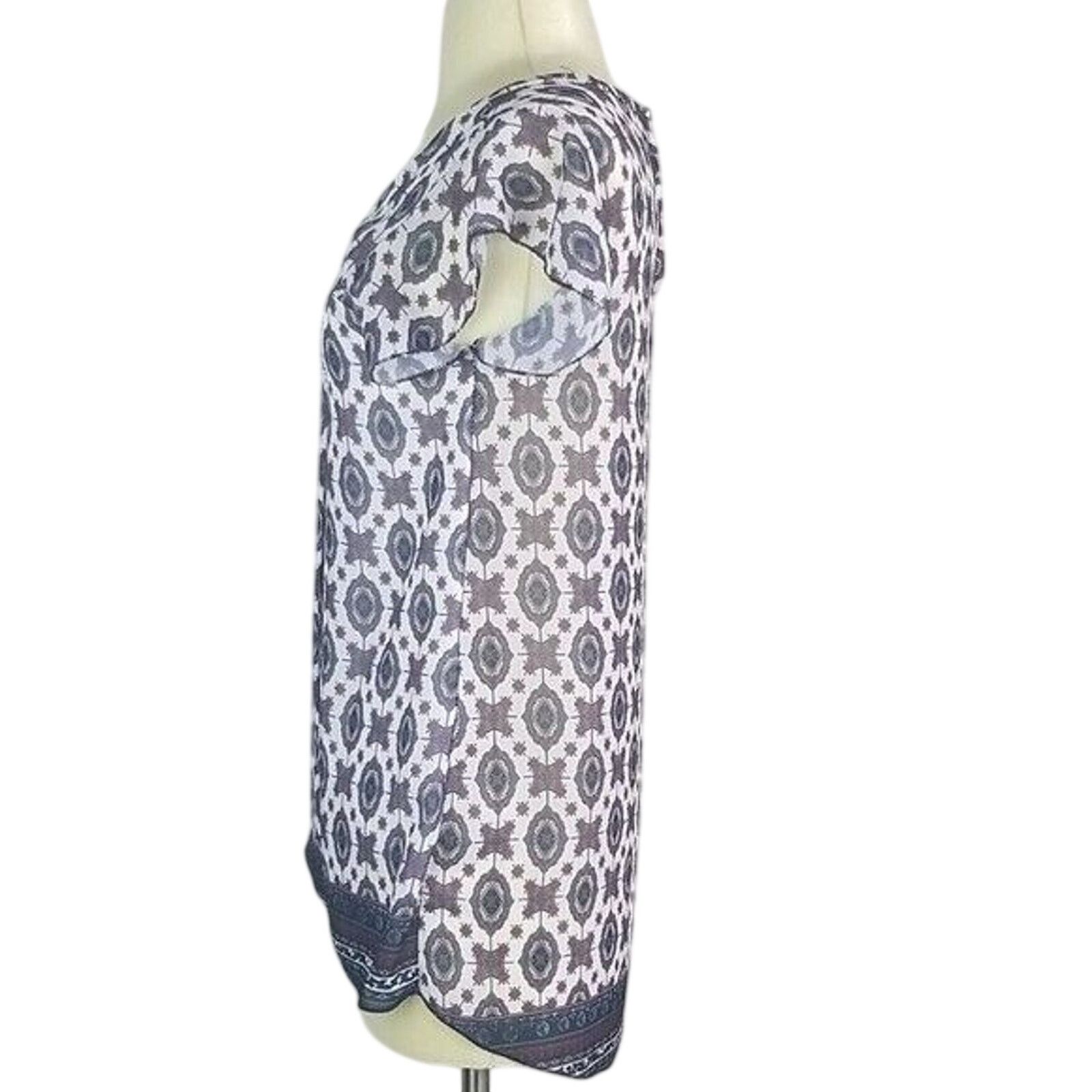 Baldinini Elena Baldi Womens Geometric Print SS Blouse Sz S Resortwear Size S / US 4 / IT 40 - 4 Thumbnail