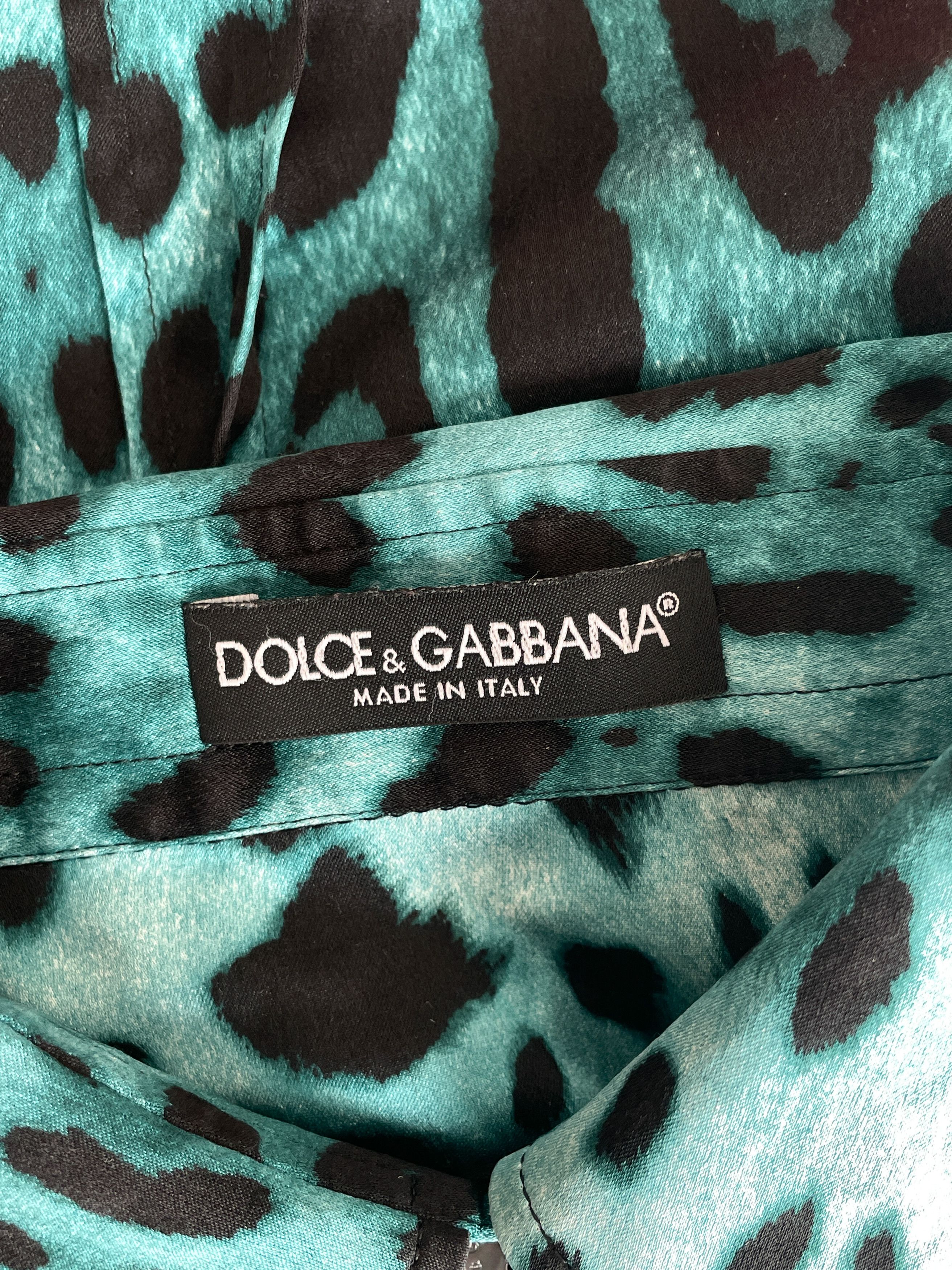 Dolce & Gabbana blue leopard silk shirt Size S / US 4 / IT 40 - 5 Thumbnail