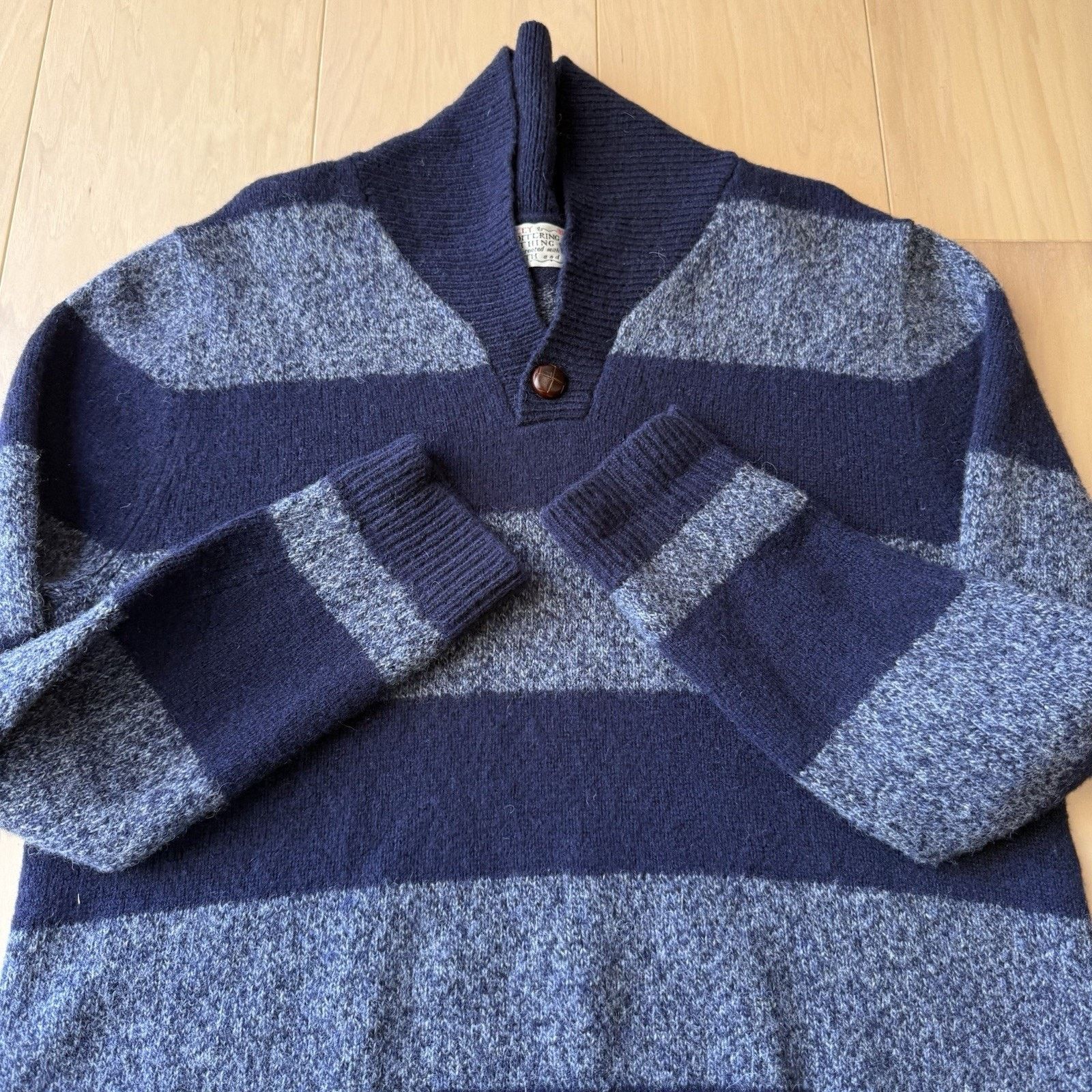 Shipley & Halmos Shipley & Halmos Sweater XL Blue Striped Wool Pullover Shawl Size US XL / EU 56 / 4 - 4 Thumbnail