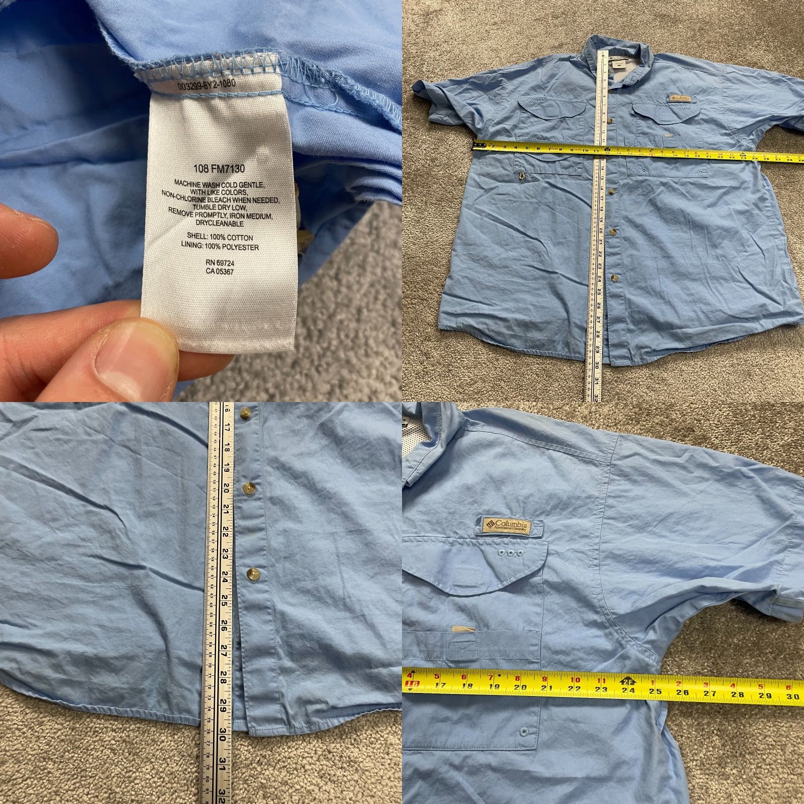 Vintage Columbia PFG Bahama Shirt Men L Blue Button-Down Short Sleeve Fishing Outdoor Mens Size US L / EU 52-54 / 3 - 8 Thumbnail
