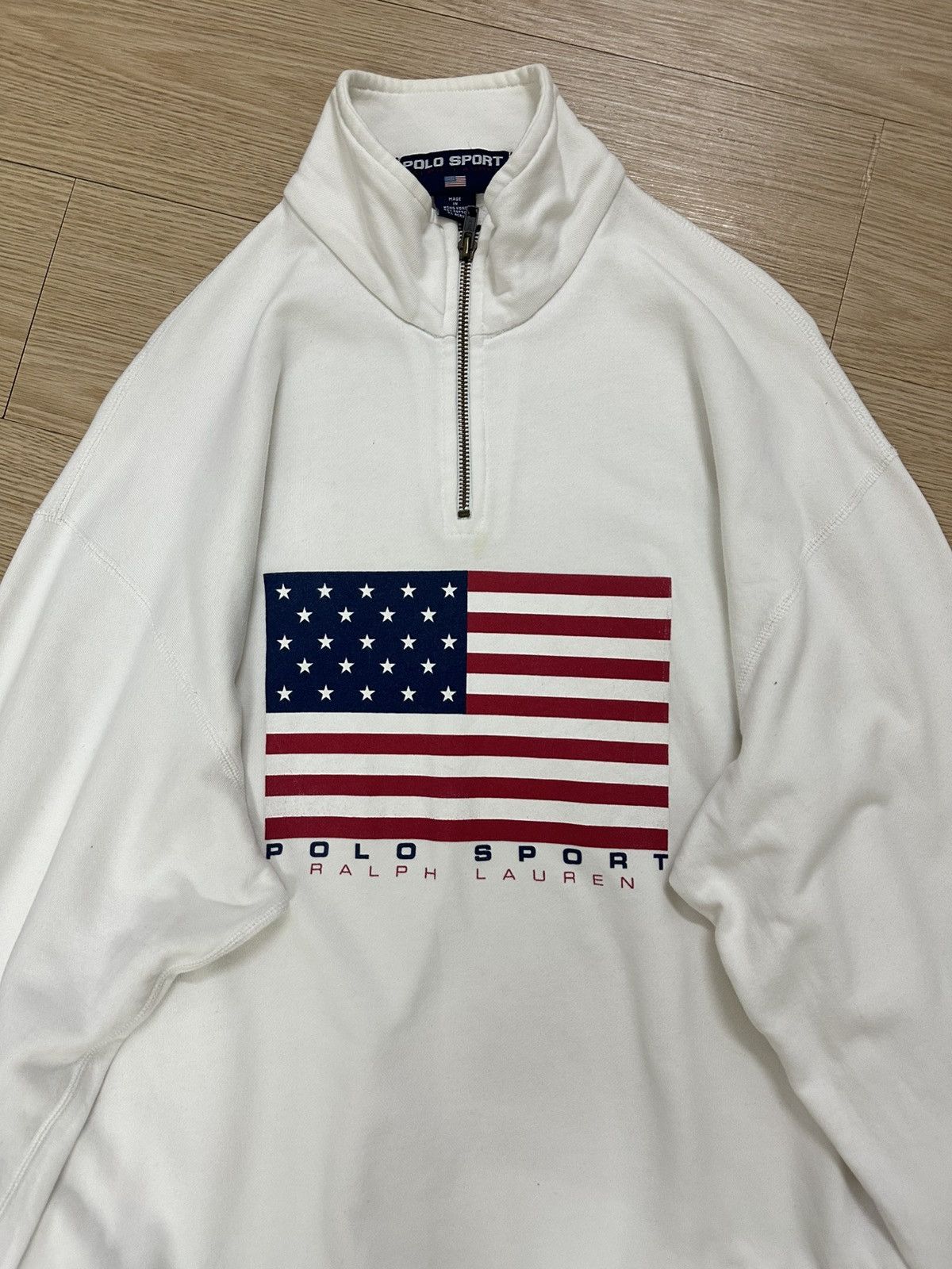 Polo Ralph Lauren × Vintage Vintage 90s Polo Sport Ralph Lauren USA Flag Half Zipper Size US L / EU 52-54 / 3 - 3 Thumbnail