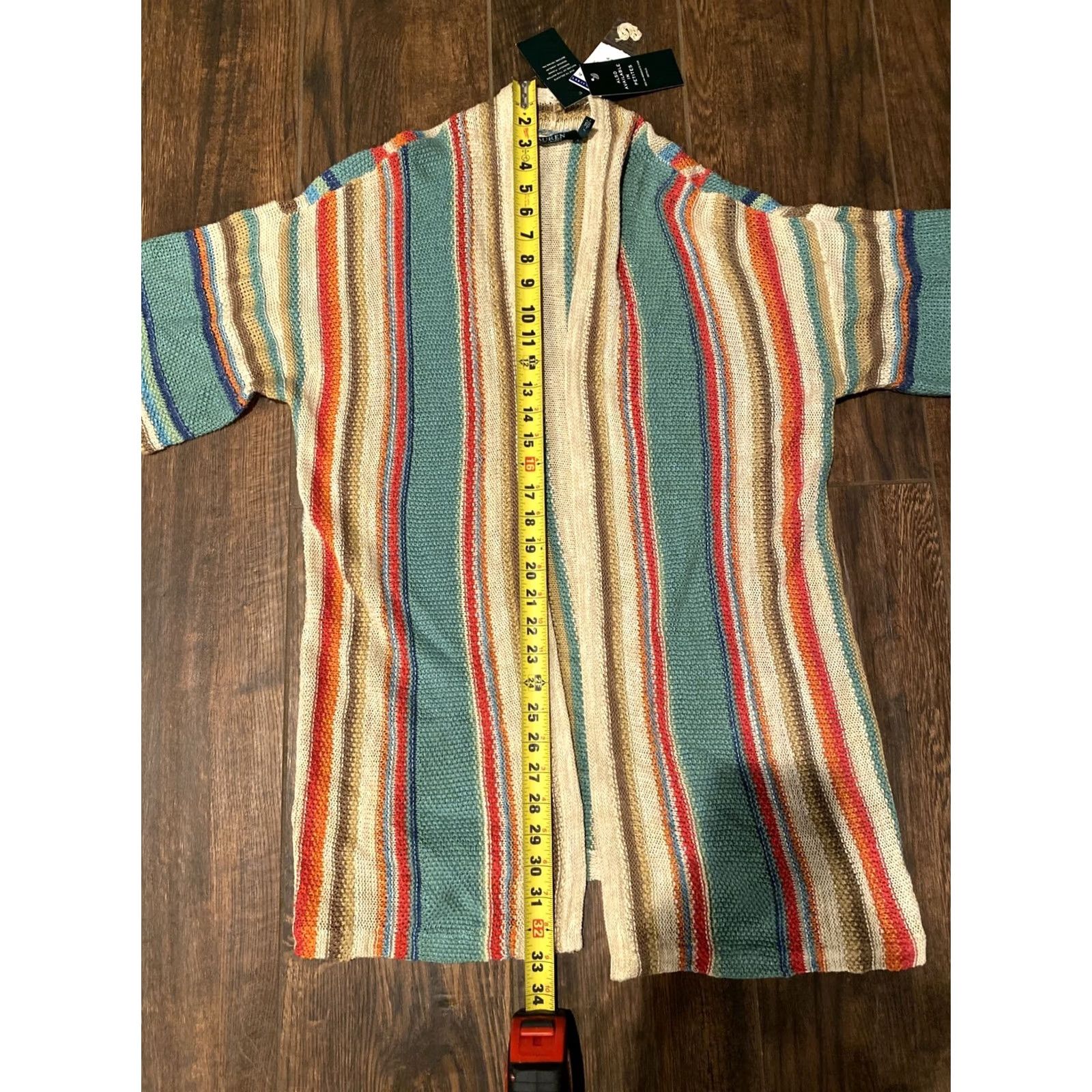 Ralph Lauren Lauren Ralph Cardigan Womens S NWT striped multi color cotton linen knit Size S / US 4 / IT 40 - 7 Thumbnail