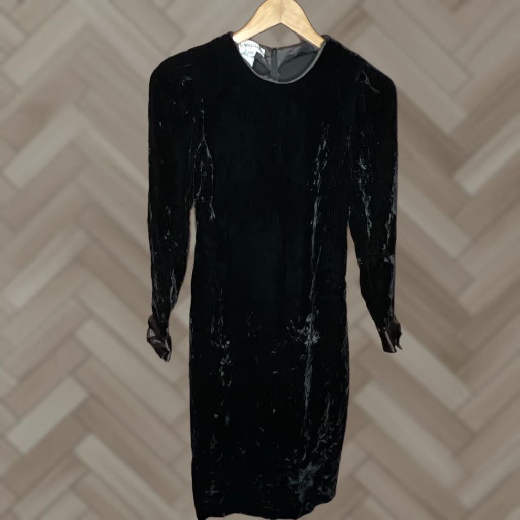 LLOYD VINTAGE Lloyd Williams Black Velvet Dress Midi Sleeveless Crew Neck Bow Formal Holiday Women 4 Size S / US 4 / IT 40 - 1 Thumbnail