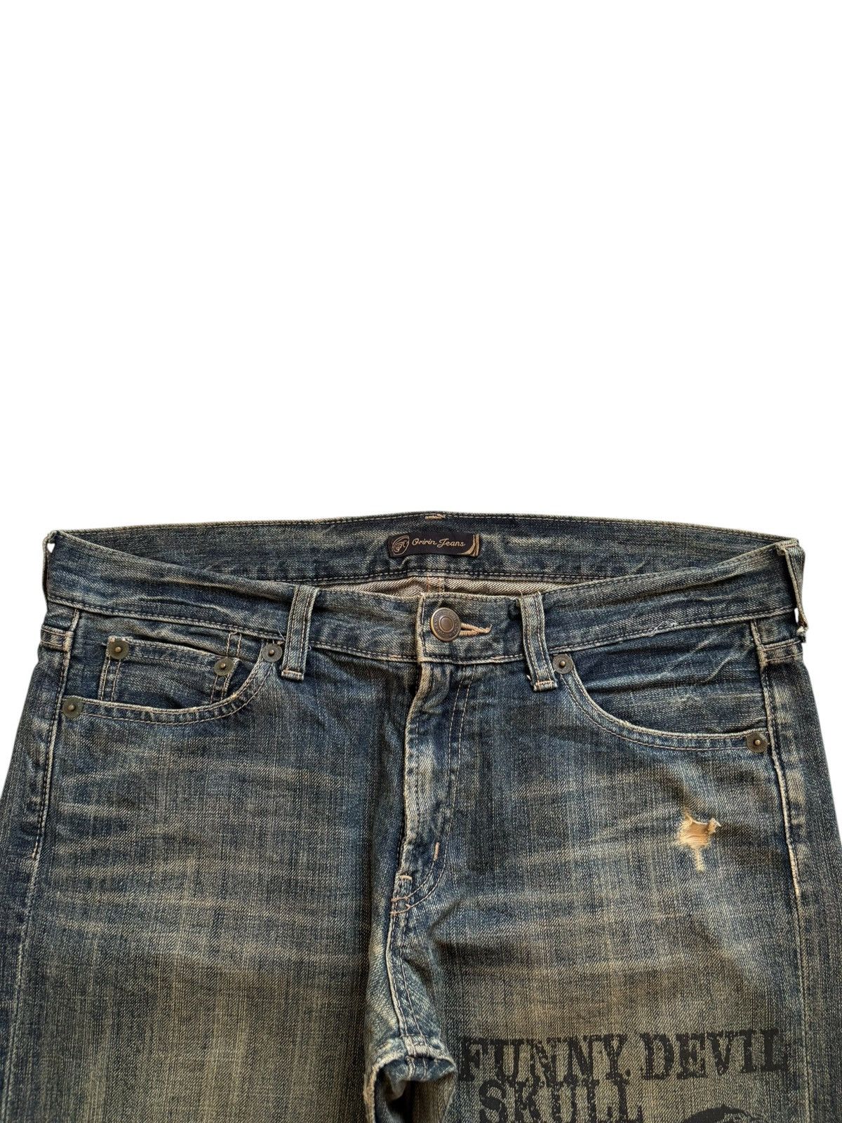 Japanese Brand × Seditionaries Vintage Japanese Brand Rusty Mud Wash Skull Rip Loose Jeans Size US 36 / EU 52 - 4 Thumbnail