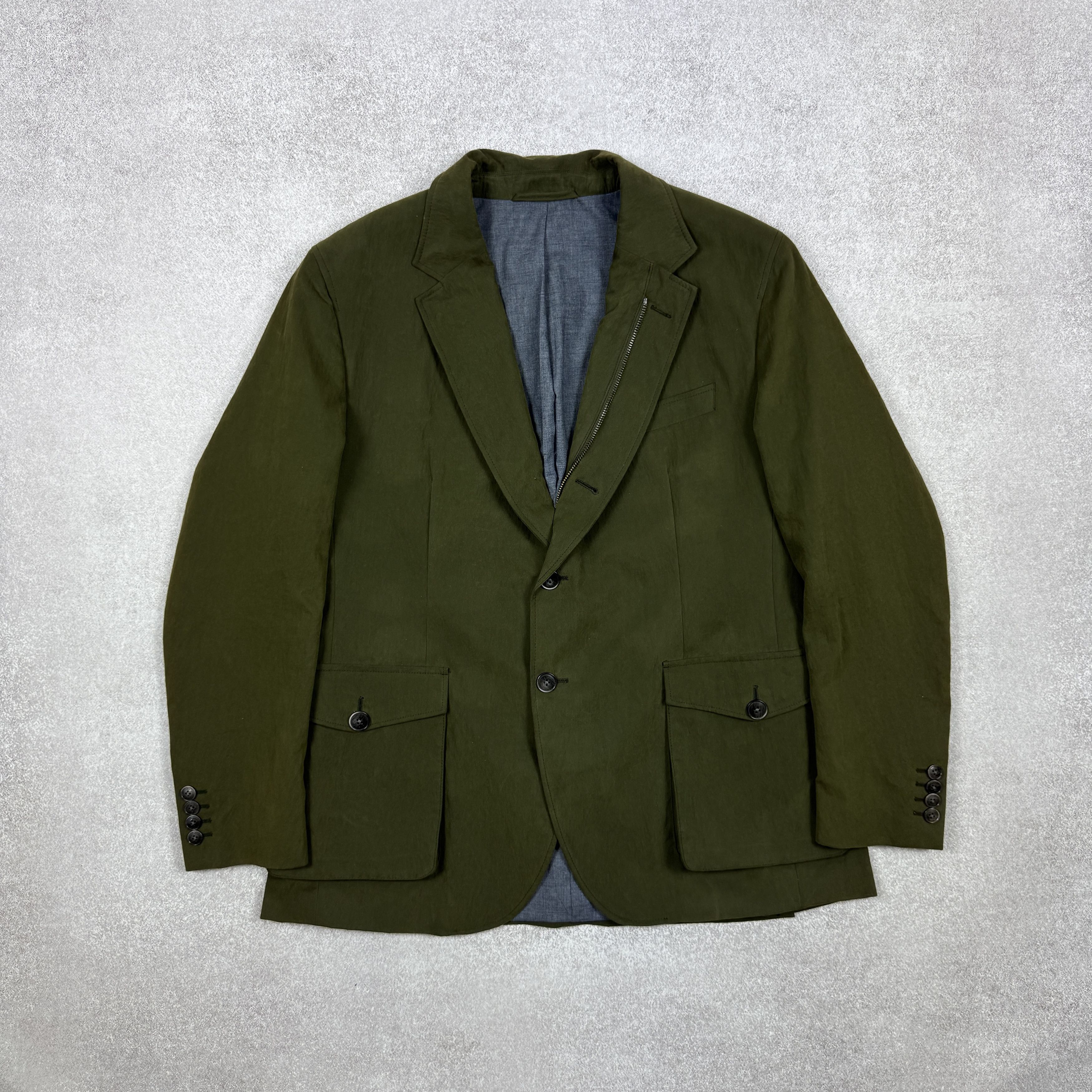 Hackett Men`s Hackett London zip through waxed Green jacket blazer Size 42R - 1 Thumbnail