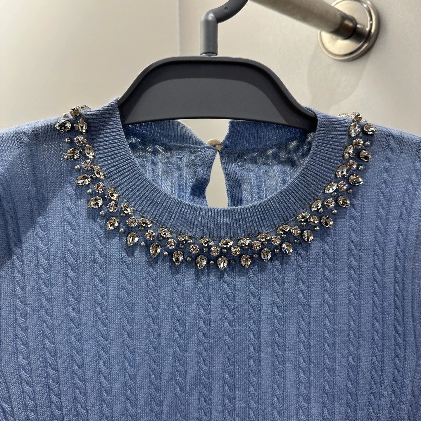 Miu Miu MIU MIU may389 women's cashmere short-sleeve neck crystal Size XXS / US 00 / IT 34 - 5 Thumbnail