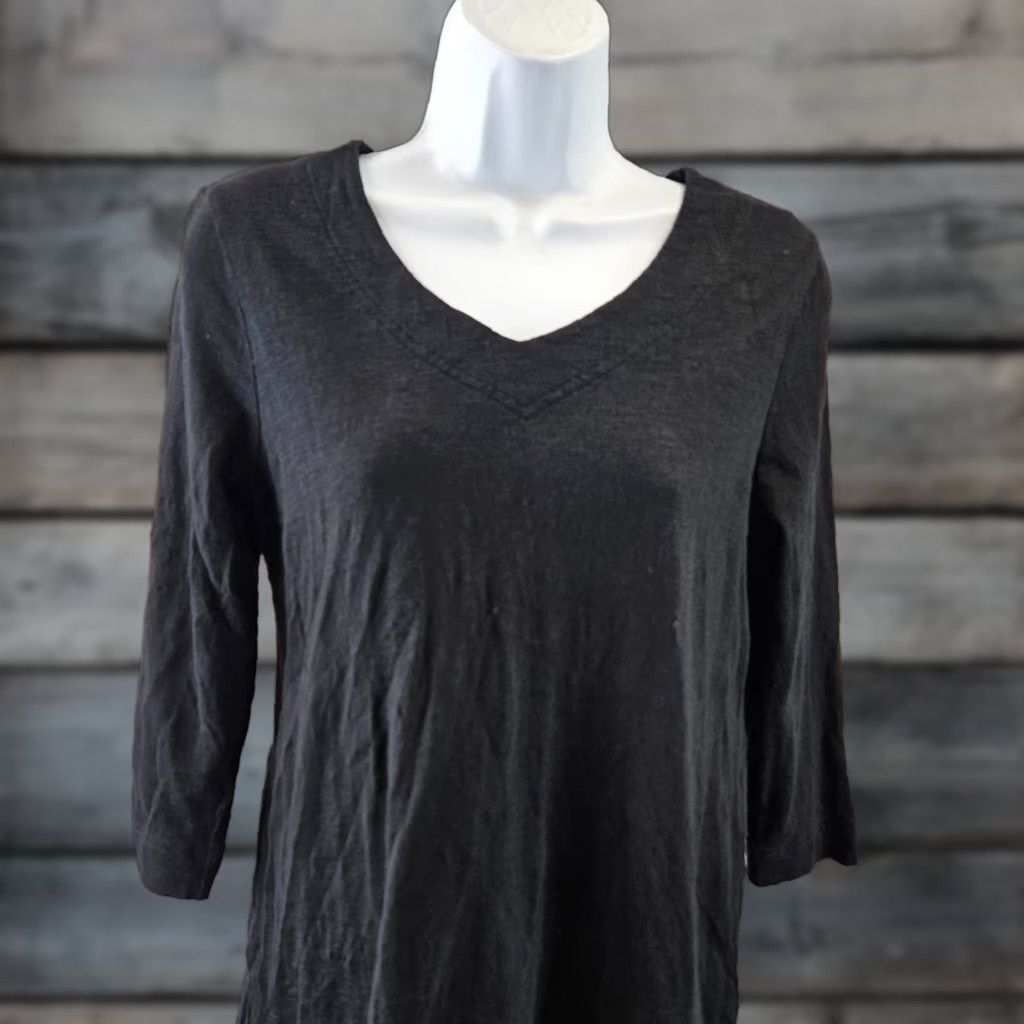 Vintage Chico's Women's Top Shirt XS/S Solid Black 3/4 Sleeve Cotton Blend Womens Size S / US 4 / IT 40 - 1 Thumbnail