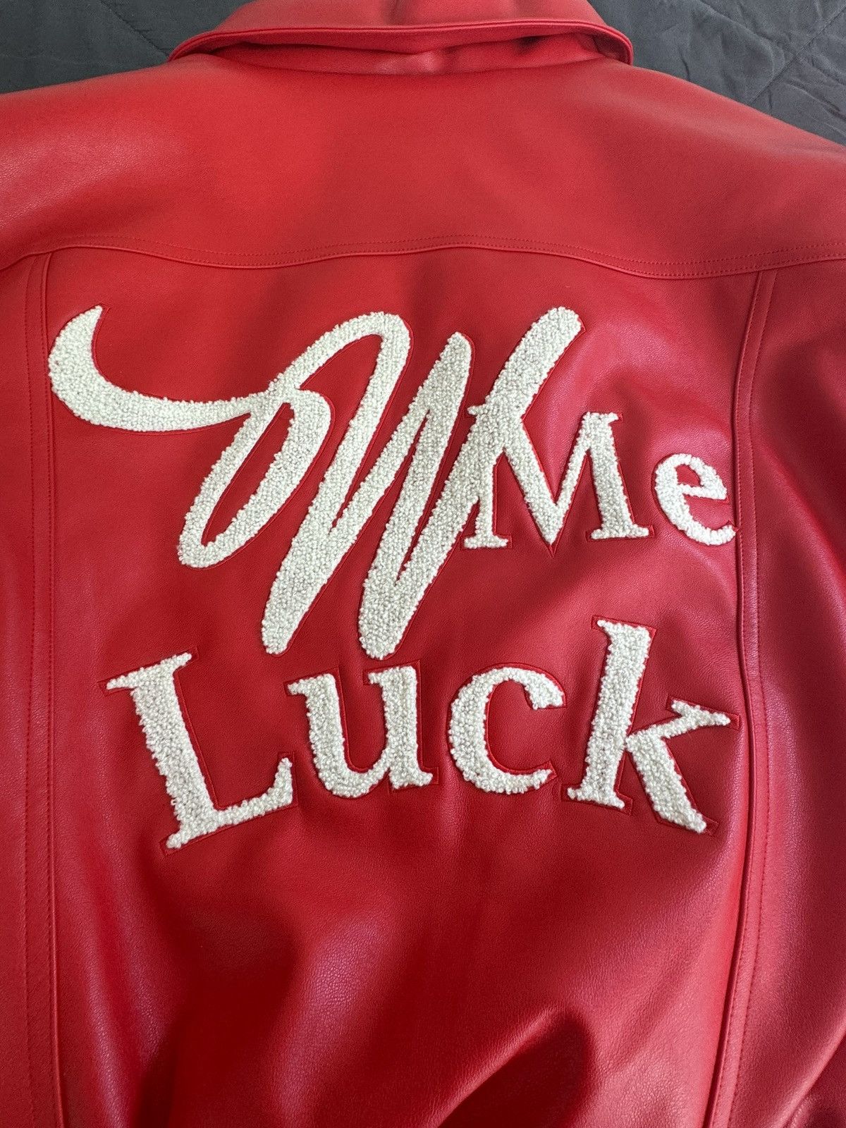 Wish Me Luck Wish Me Luck Red Cropped League Bomber Jacket Size US M / EU 48-50 / 2 - 3 Thumbnail