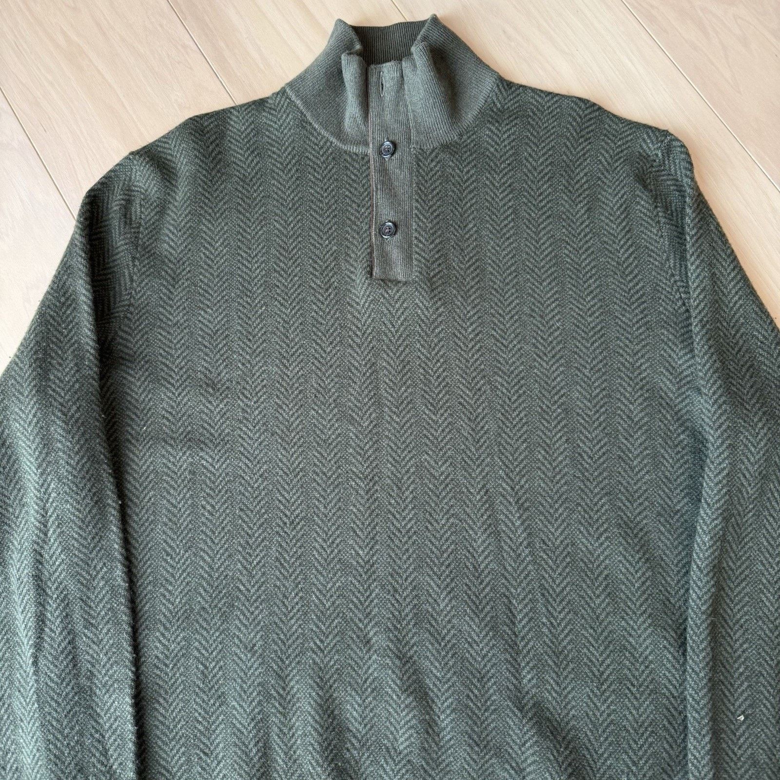 Polo Ralph Lauren Polo Ralph Lauren 1/4 Zip Sweater XL Green Wool Herringbone Size US XL / EU 56 / 4 - 3 Thumbnail
