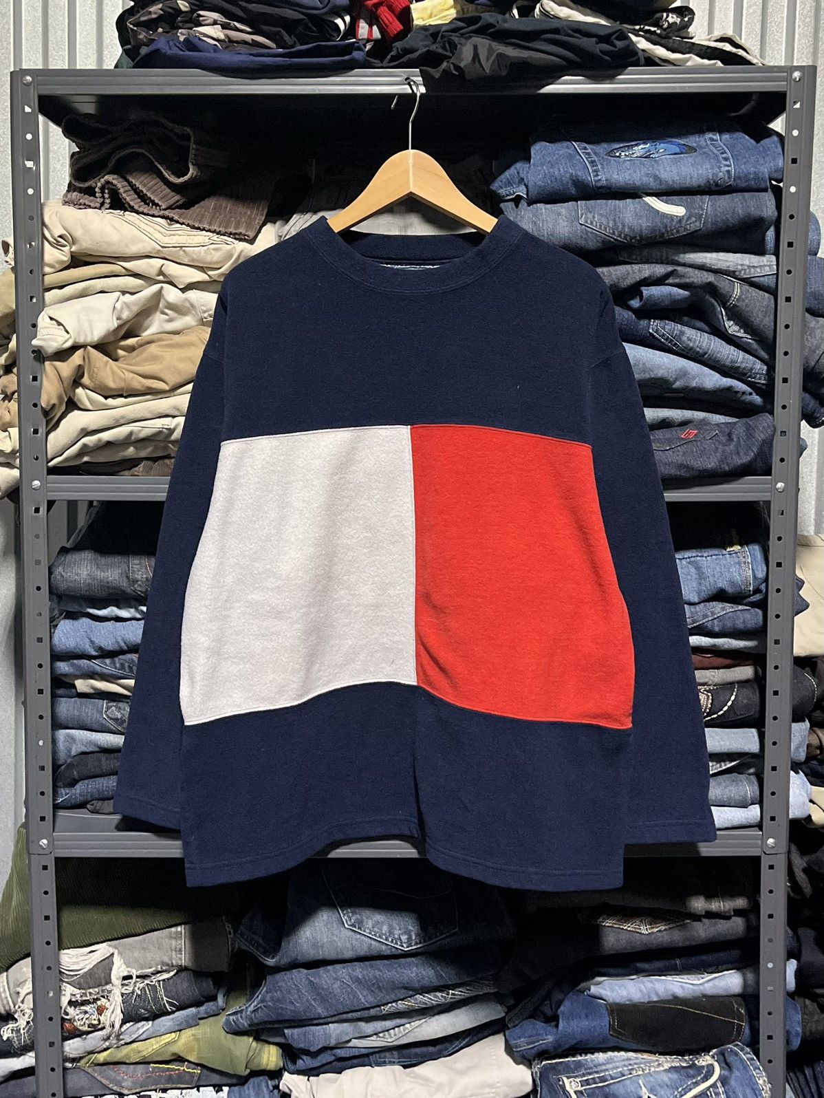 Crazy Vintage Tommy Hilfiger Big Flag Logo Fleece Crewneck