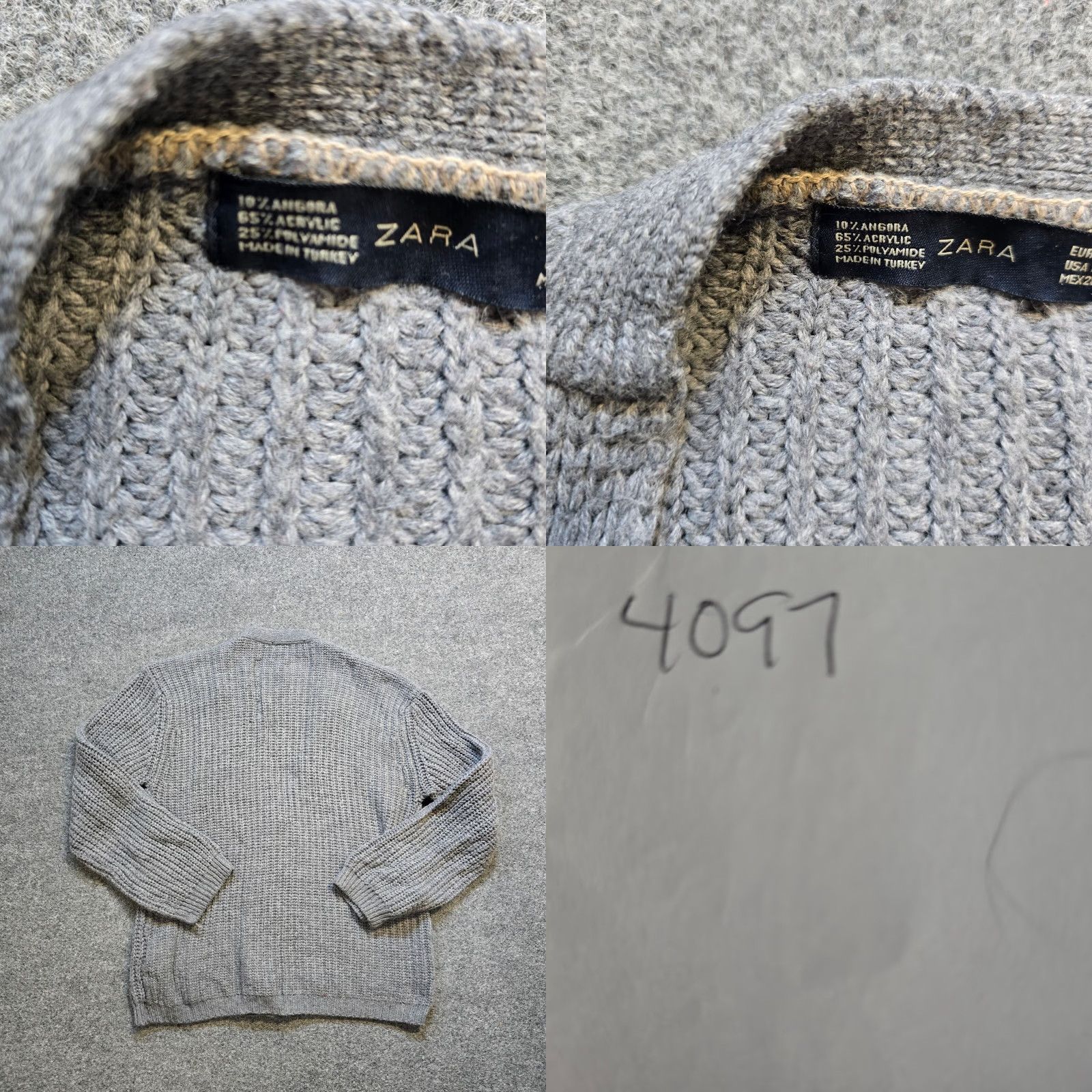 Zara Zara Sweater Cardigan Womens Size Medium Gray Cable-Knit Angora Casual Grandma Size M / US 6-8 / IT 42-44 - 8 Thumbnail