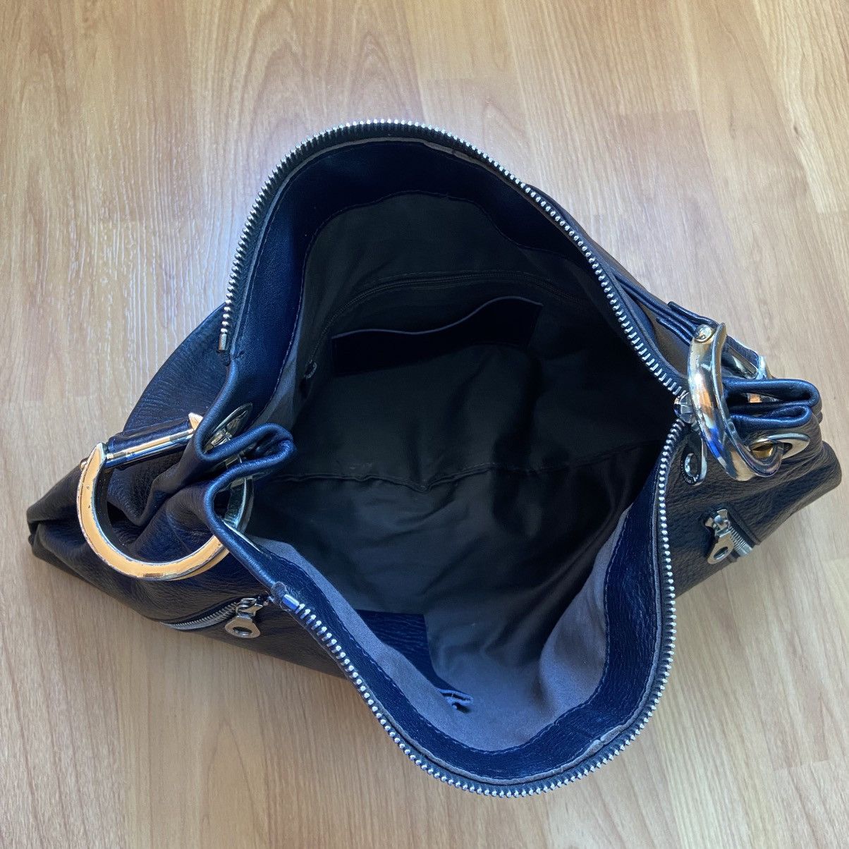 Vintage Vintage Christopher Kon Navy Leather Shoulder Bag Size ONE SIZE - 4 Thumbnail